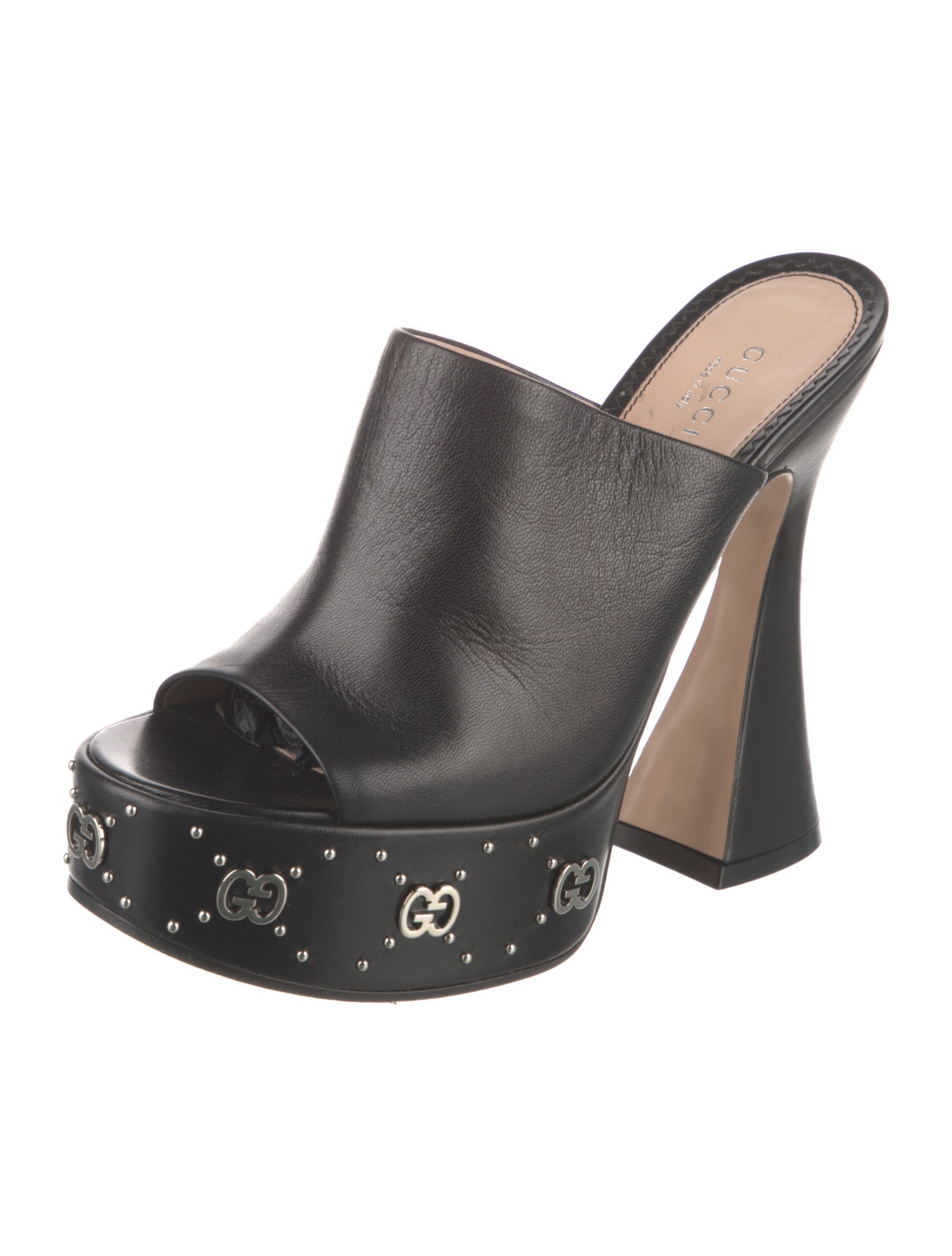 Gucci GG Logo Leather Slides