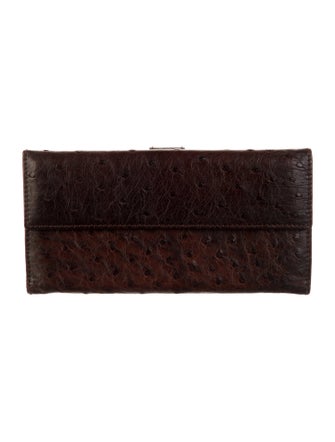 Gucci Interlocking G Logo Ostrich Continental Wallet