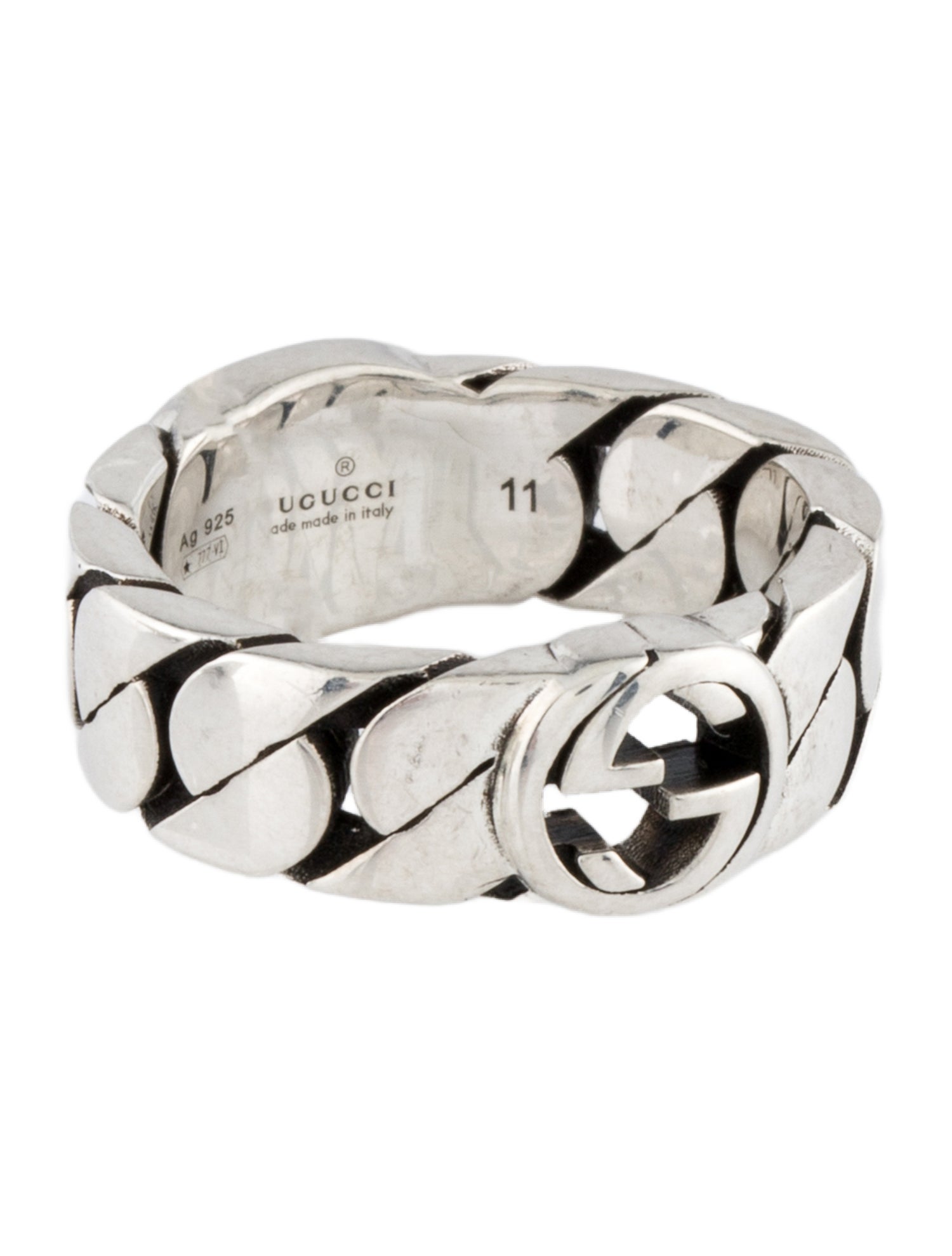 Gucci Enamel Interlocking G Chain Link Ring