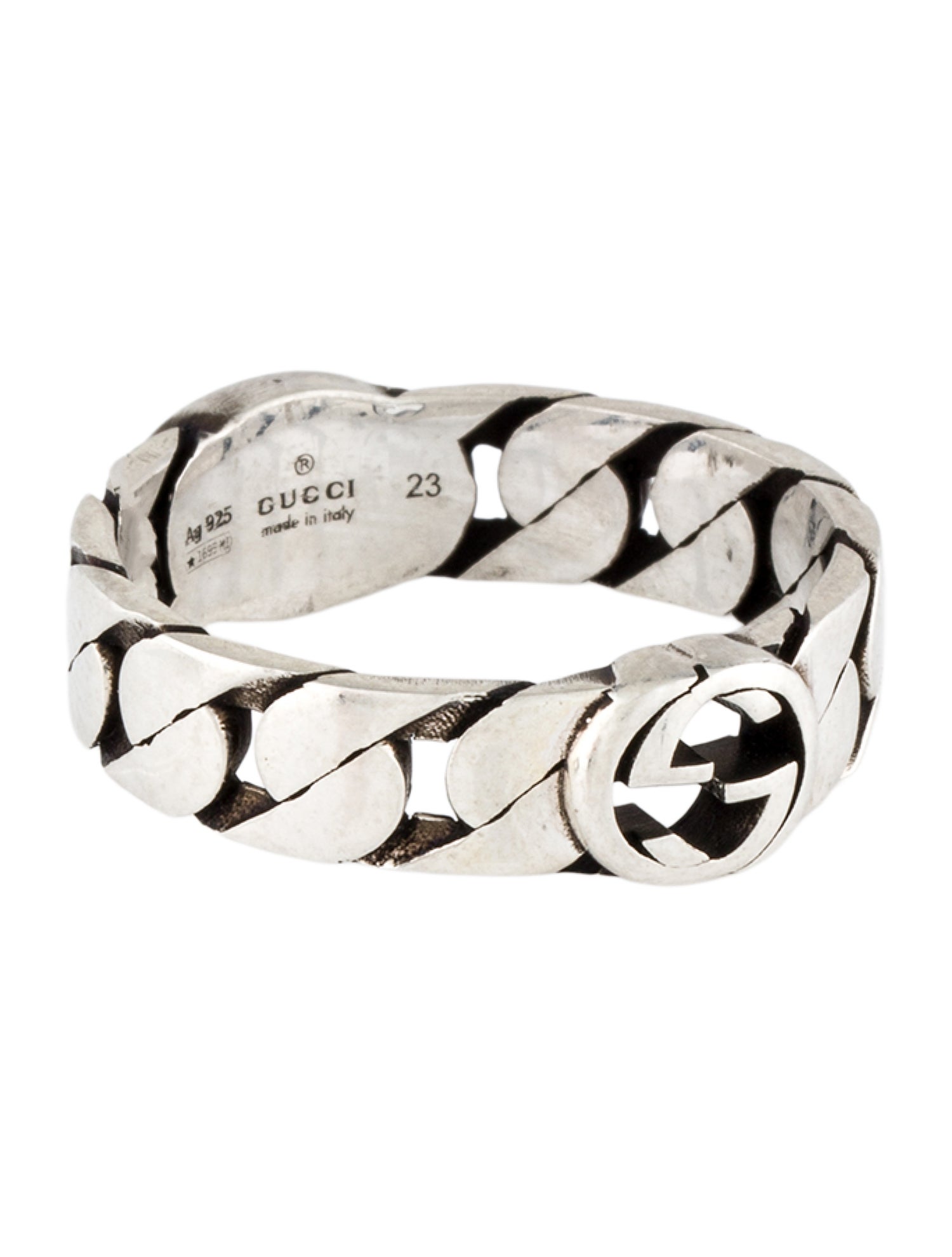 Gucci Enamel Interlocking G Chain Link Ring