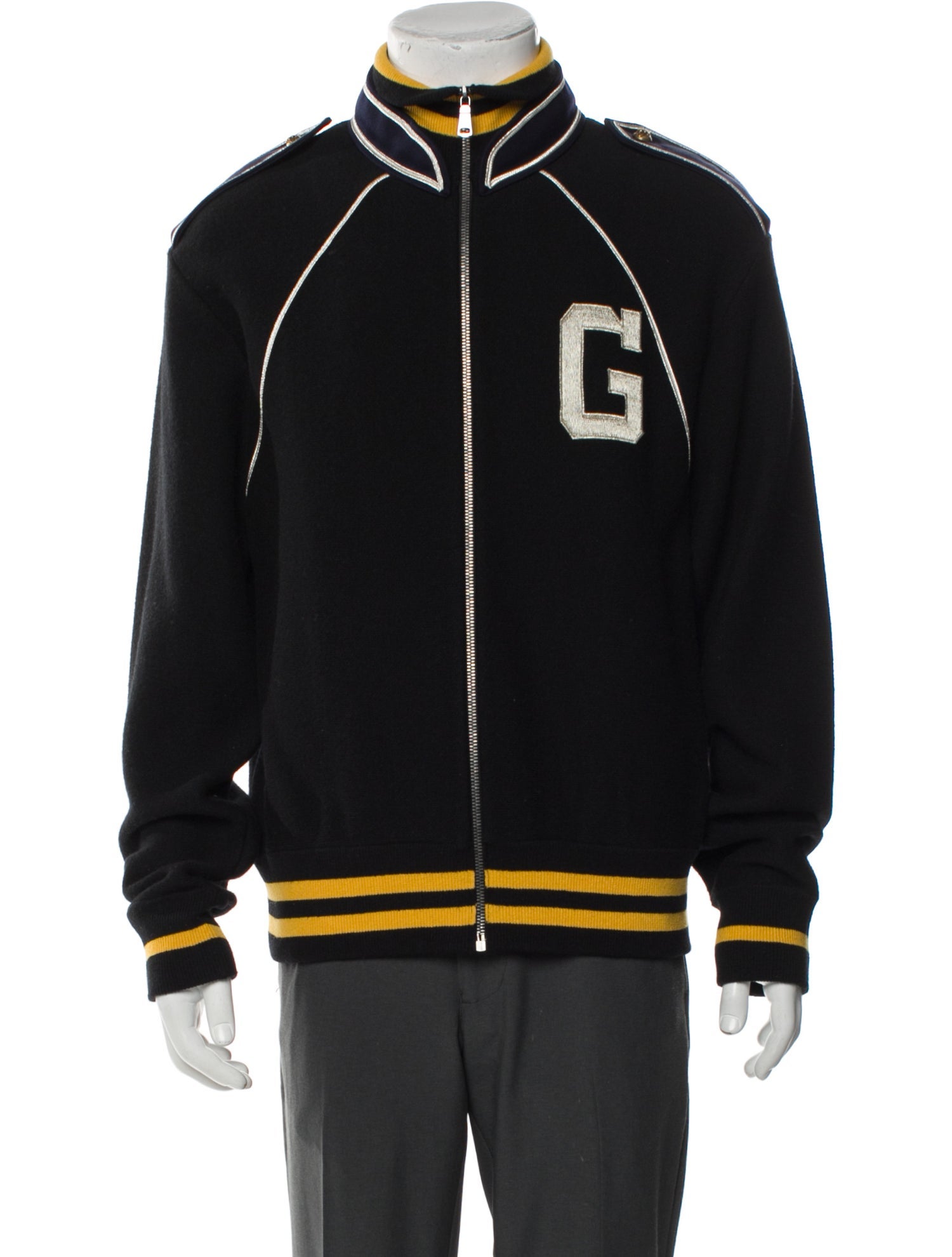 Gucci Bee Accent Wool Varsity Jacket