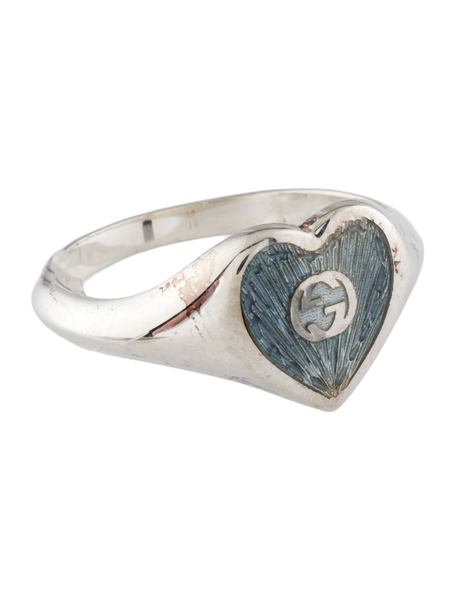 Gucci Enamel Interlocking G Heart Ring