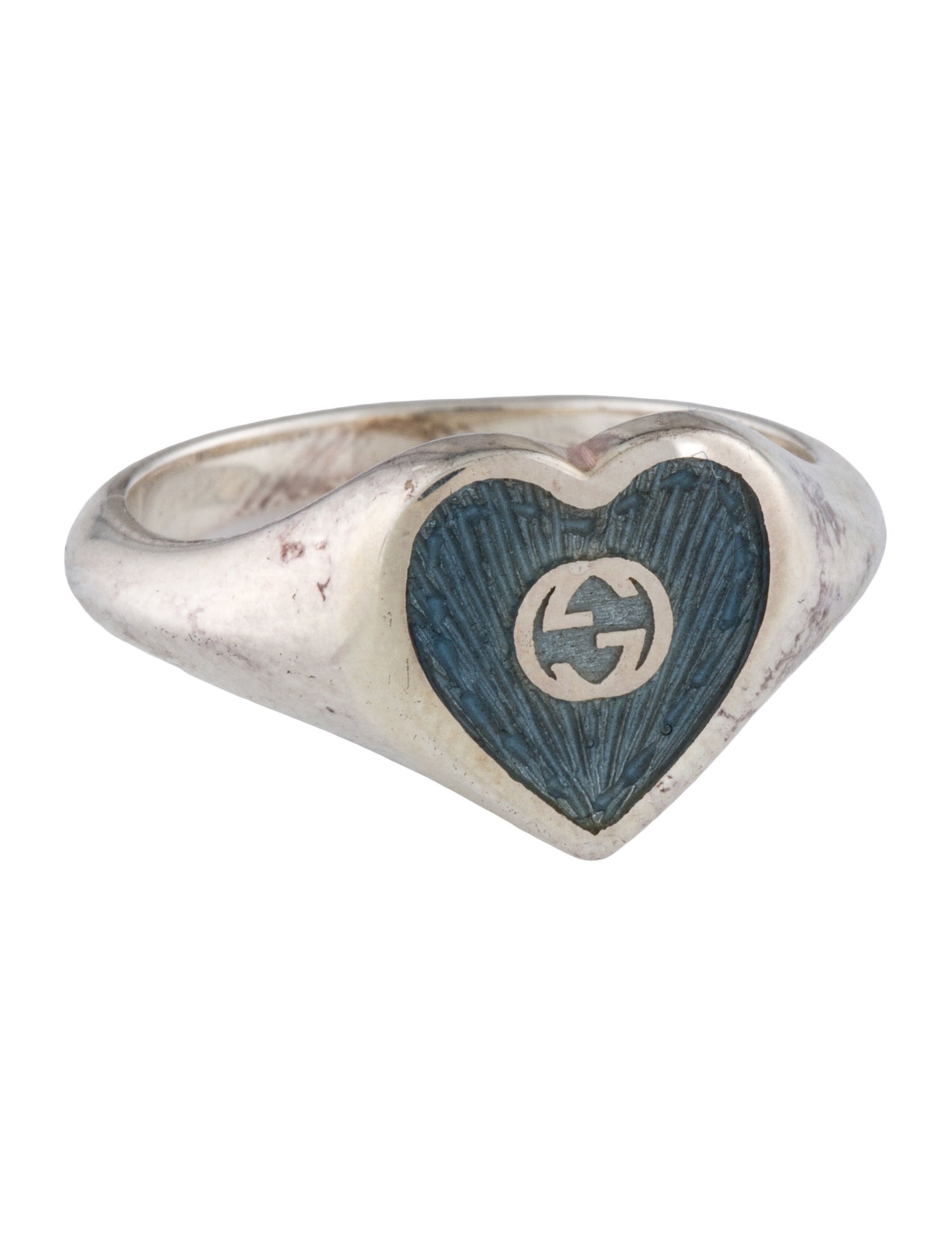 Gucci Enamel Interlocking G Heart Ring