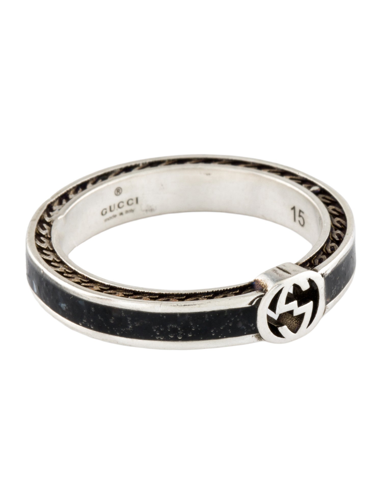 Gucci Enamel Interlocking G Band Ring