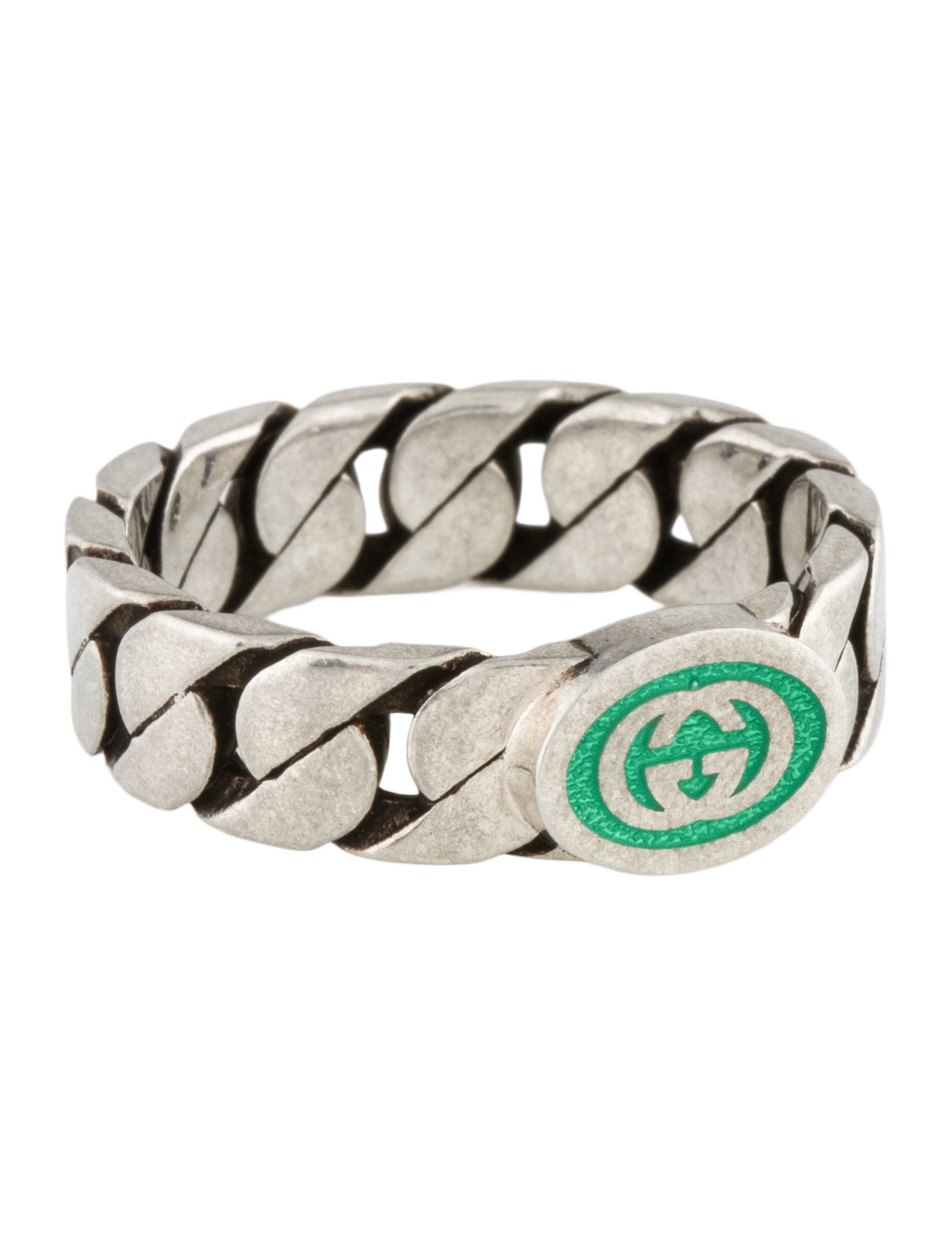 Gucci Enamel Interlocking G Band Ring