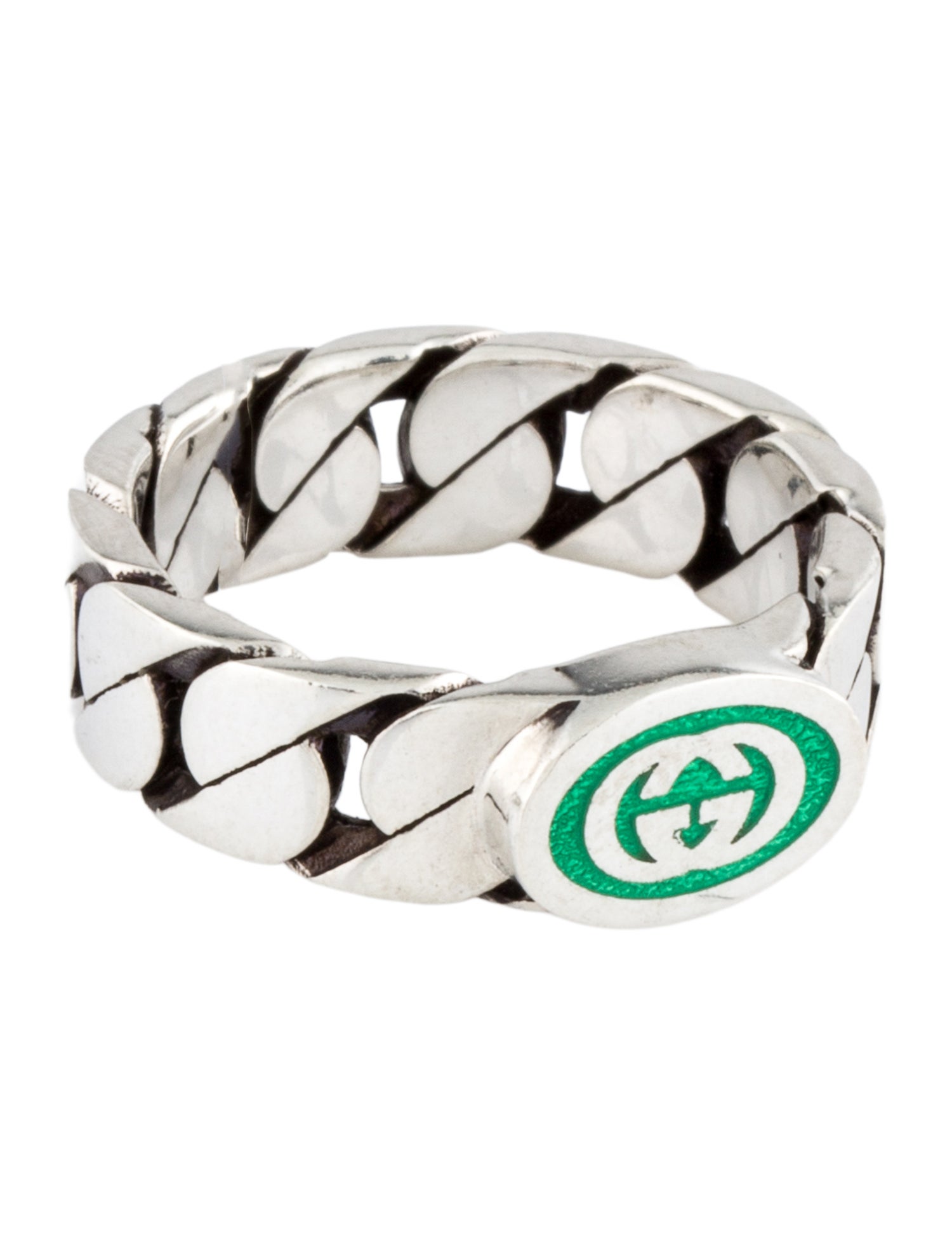 Gucci Enamel Interlocking G Band Ring