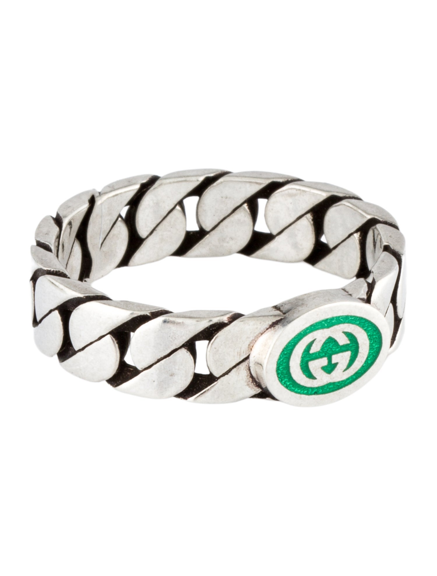 Gucci Enamel Interlocking G Band Ring
