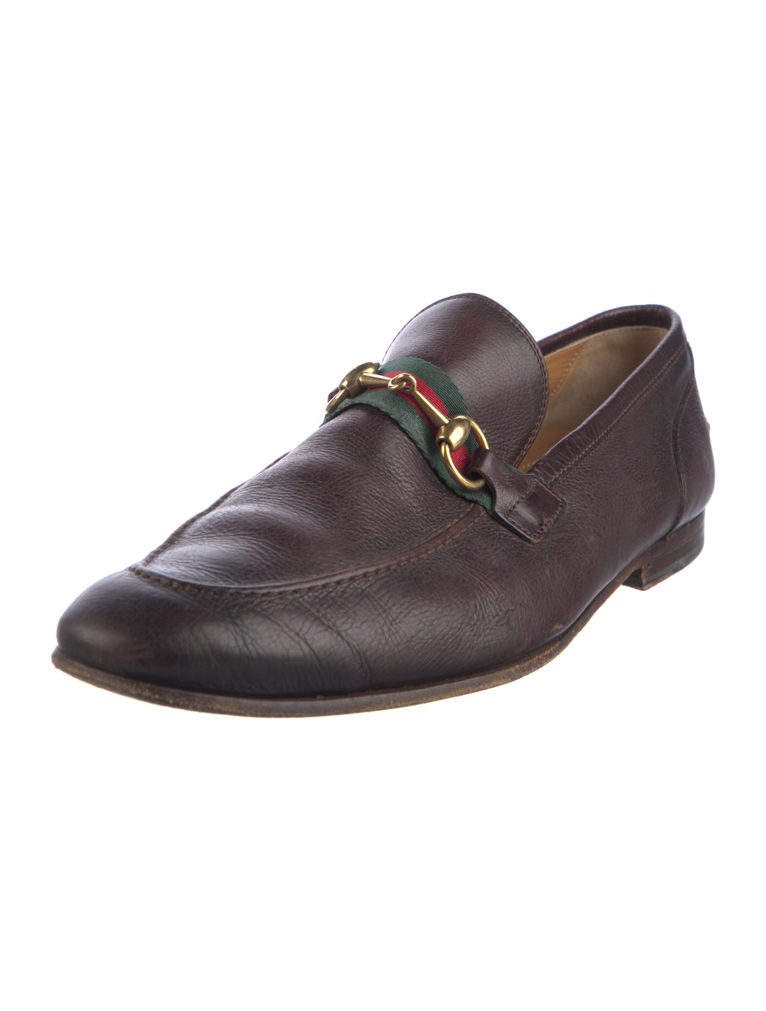 Gucci Web Accent Leather Dress Loafers