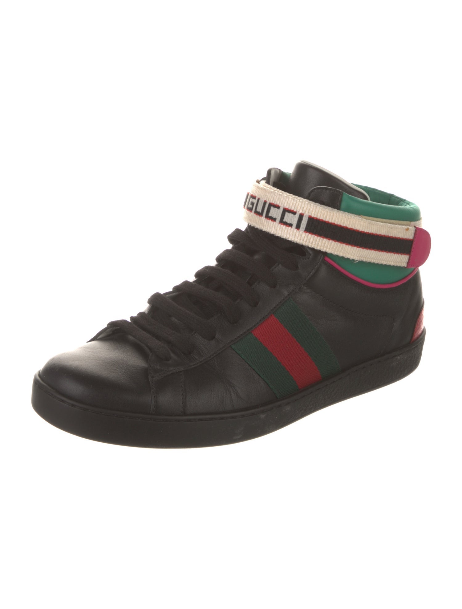 Gucci Web Accent Leather Sneakers