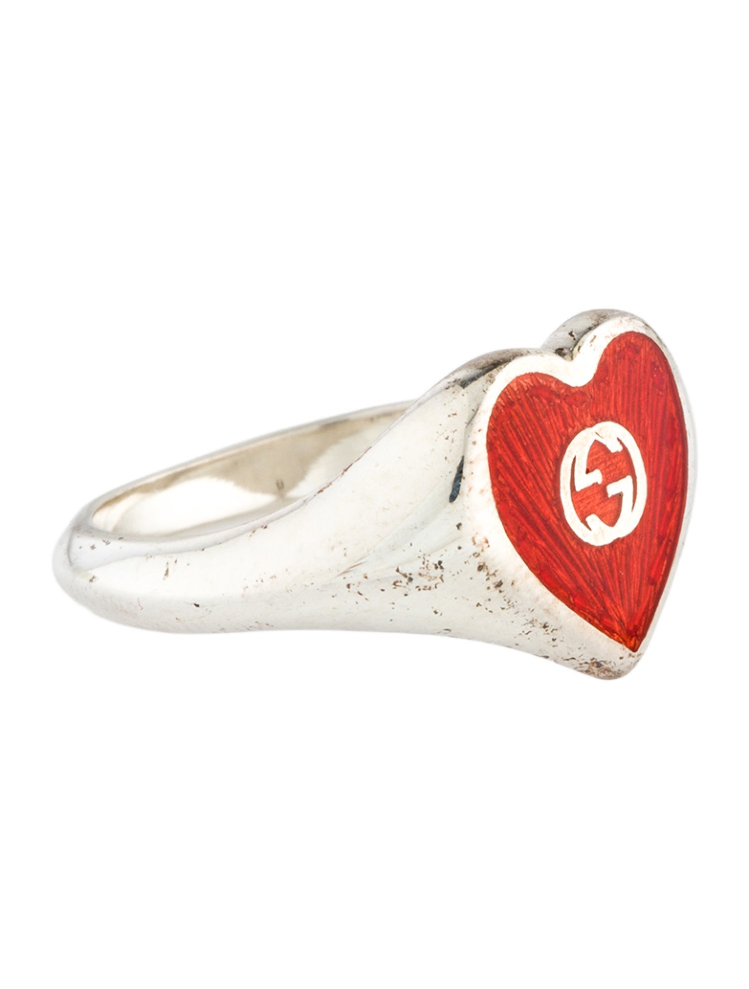 Gucci Enamel Interlocking G Heart Ring