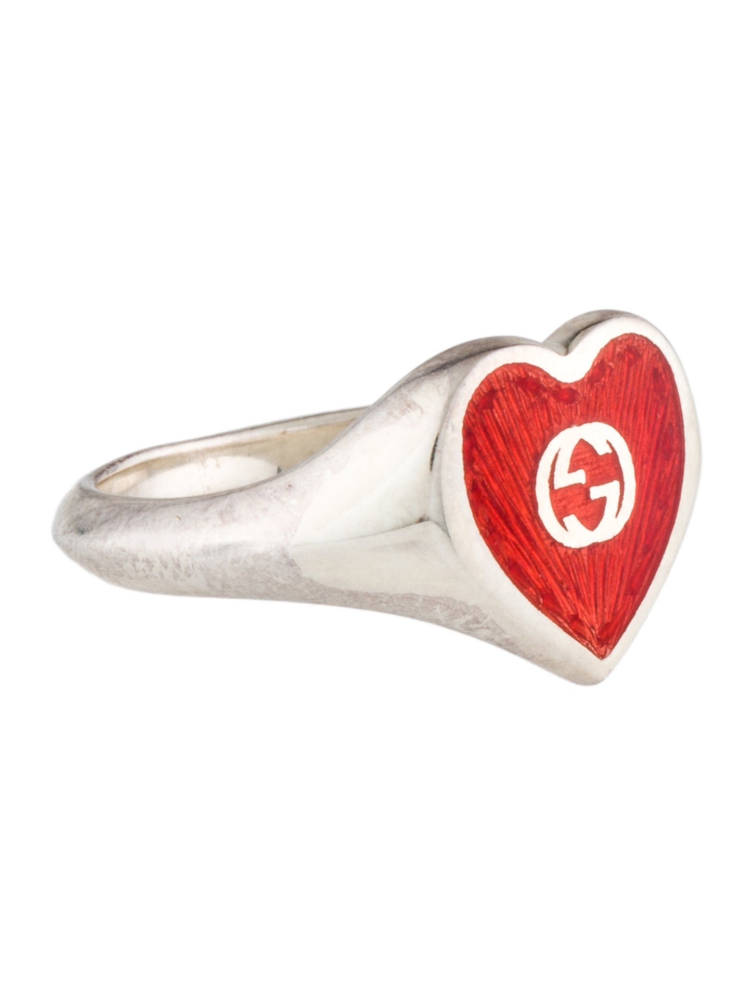 Gucci Enamel Interlocking G Heart Ring
