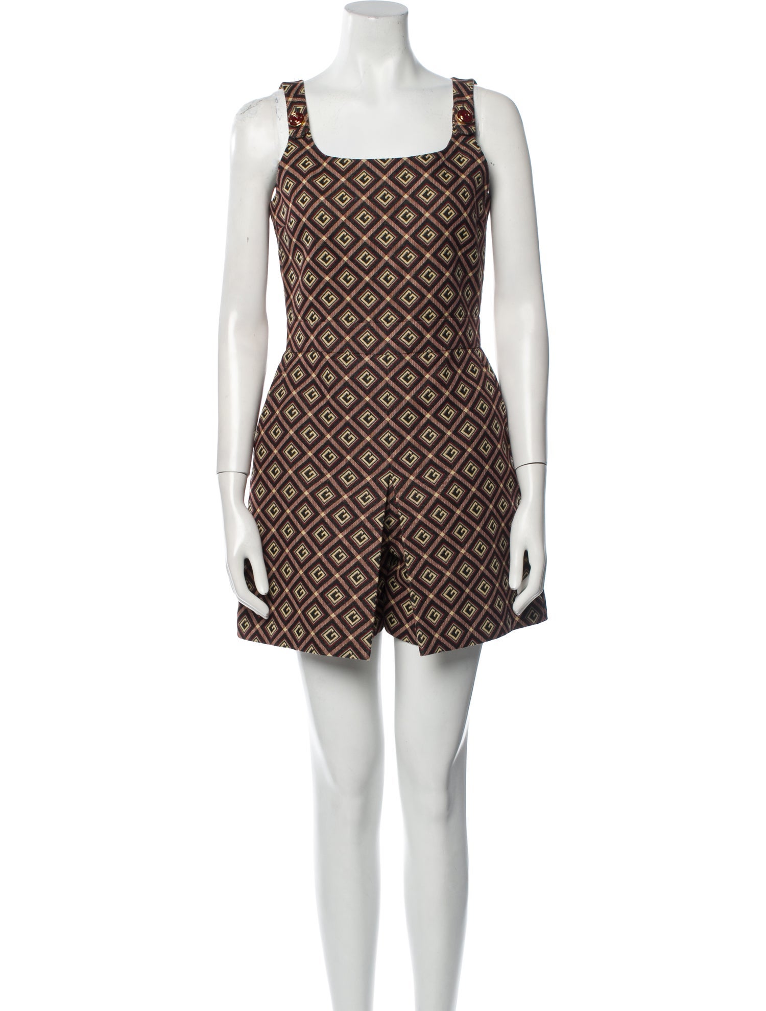 Gucci Printed Square Neckline Romper
