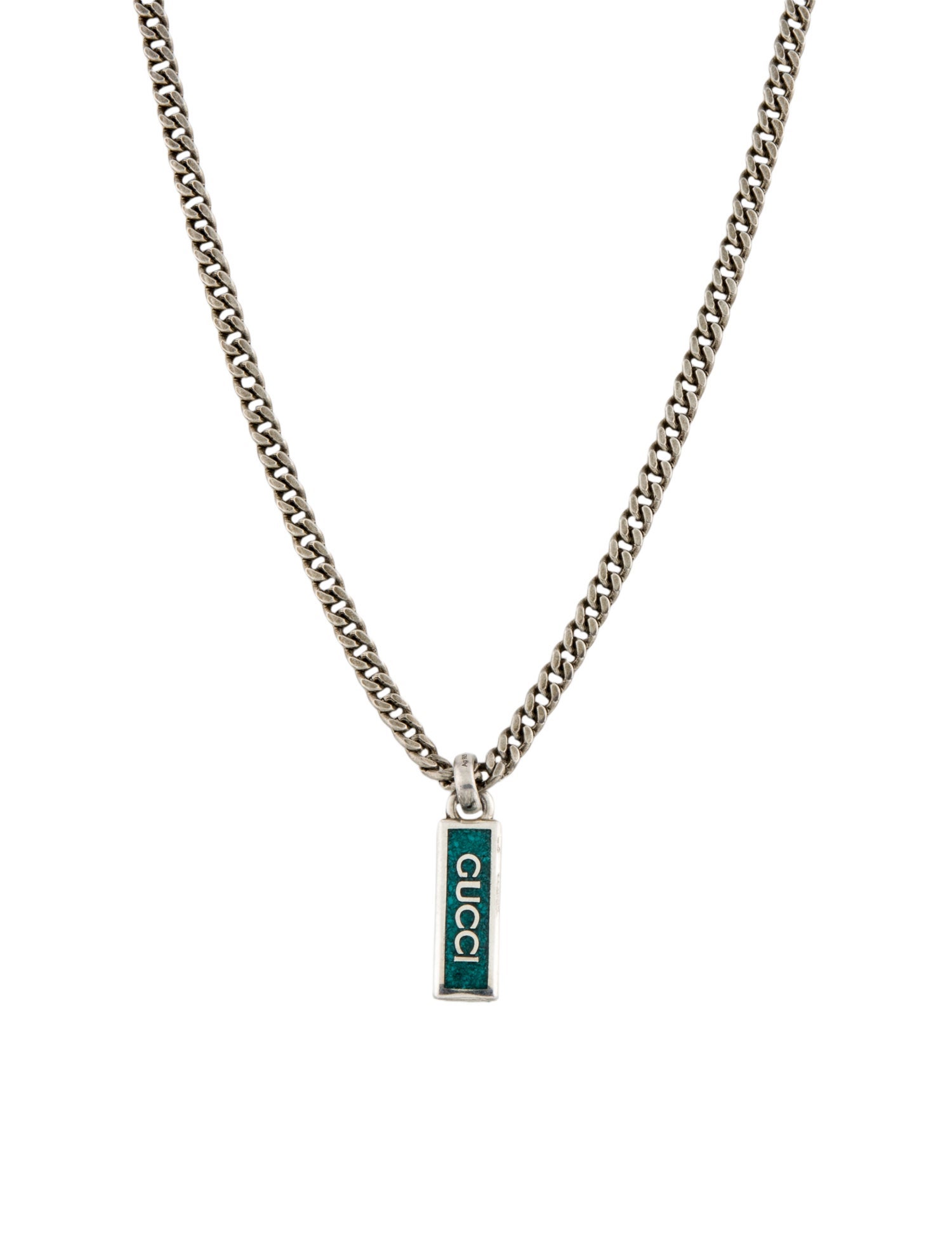 Gucci Enamel Logo Pendant Necklace