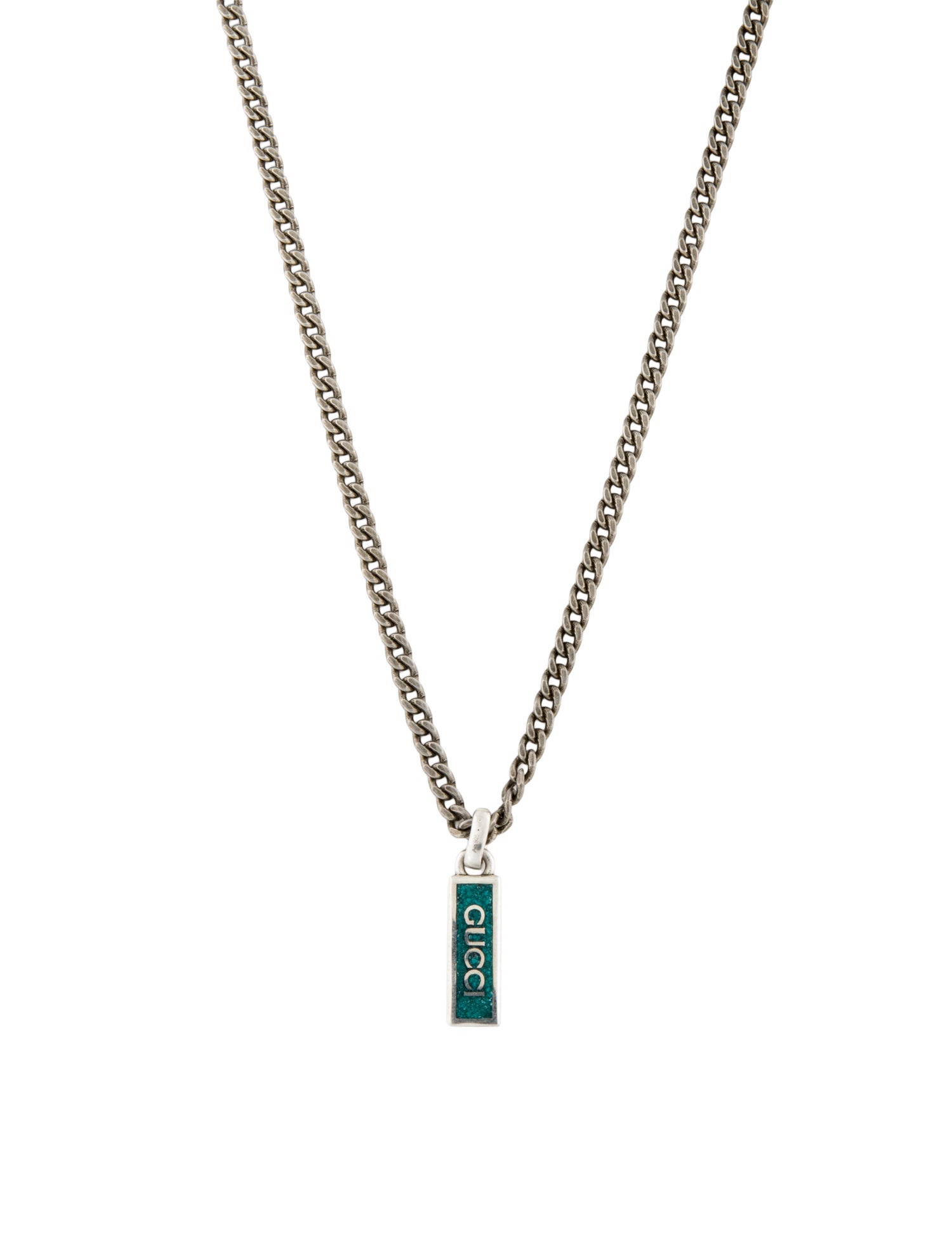 Gucci Enamel Logo Pendant Necklace