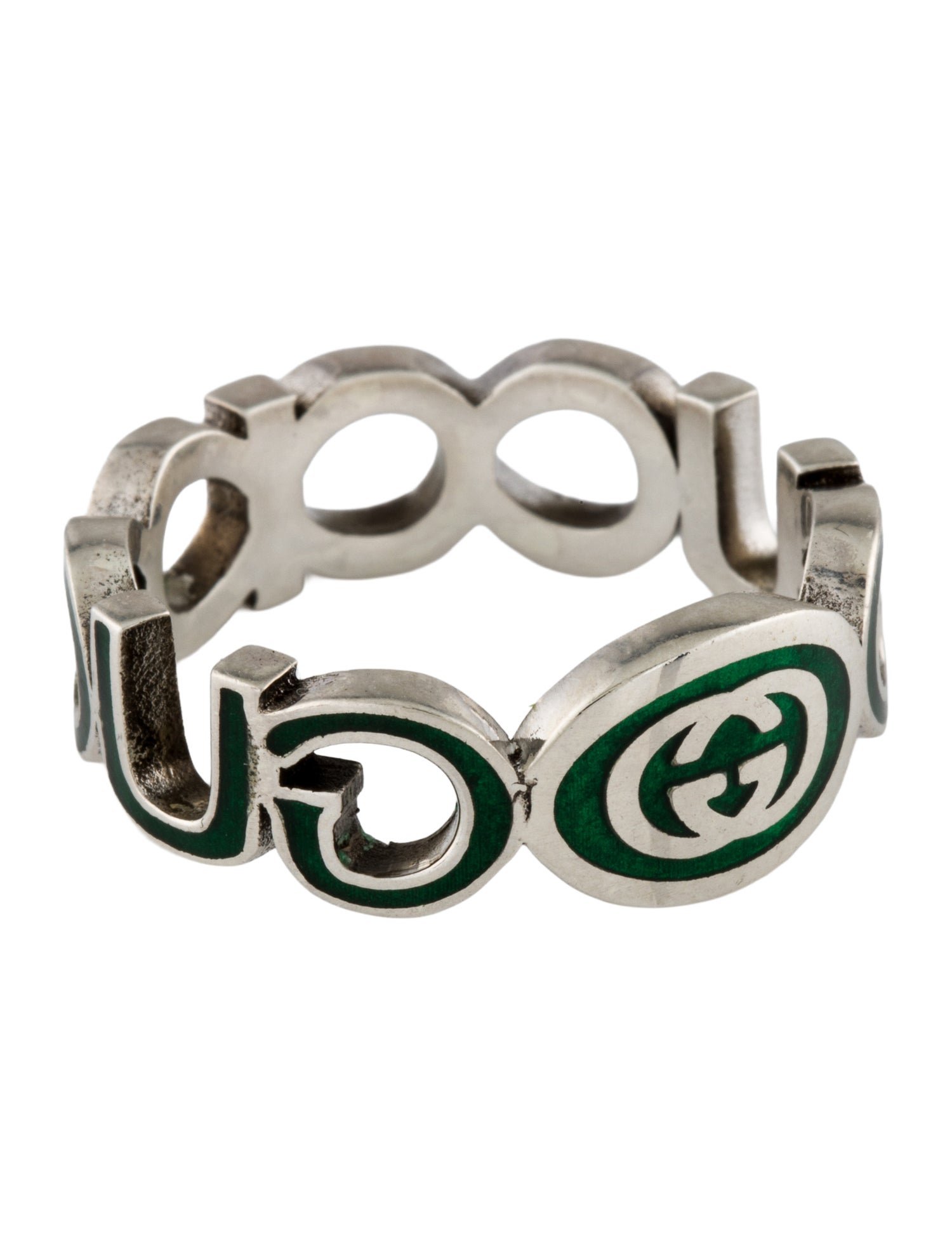 Gucci Enamel Interlocking G Logo Ring