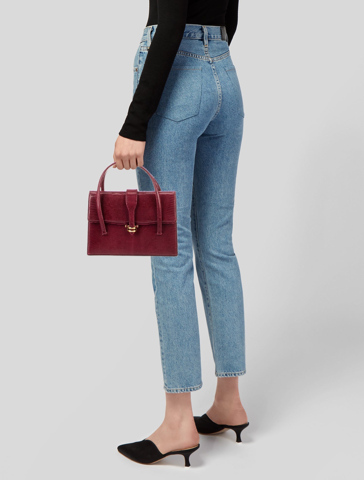 Gucci Embossed Leather Top Handle Bag Vintage