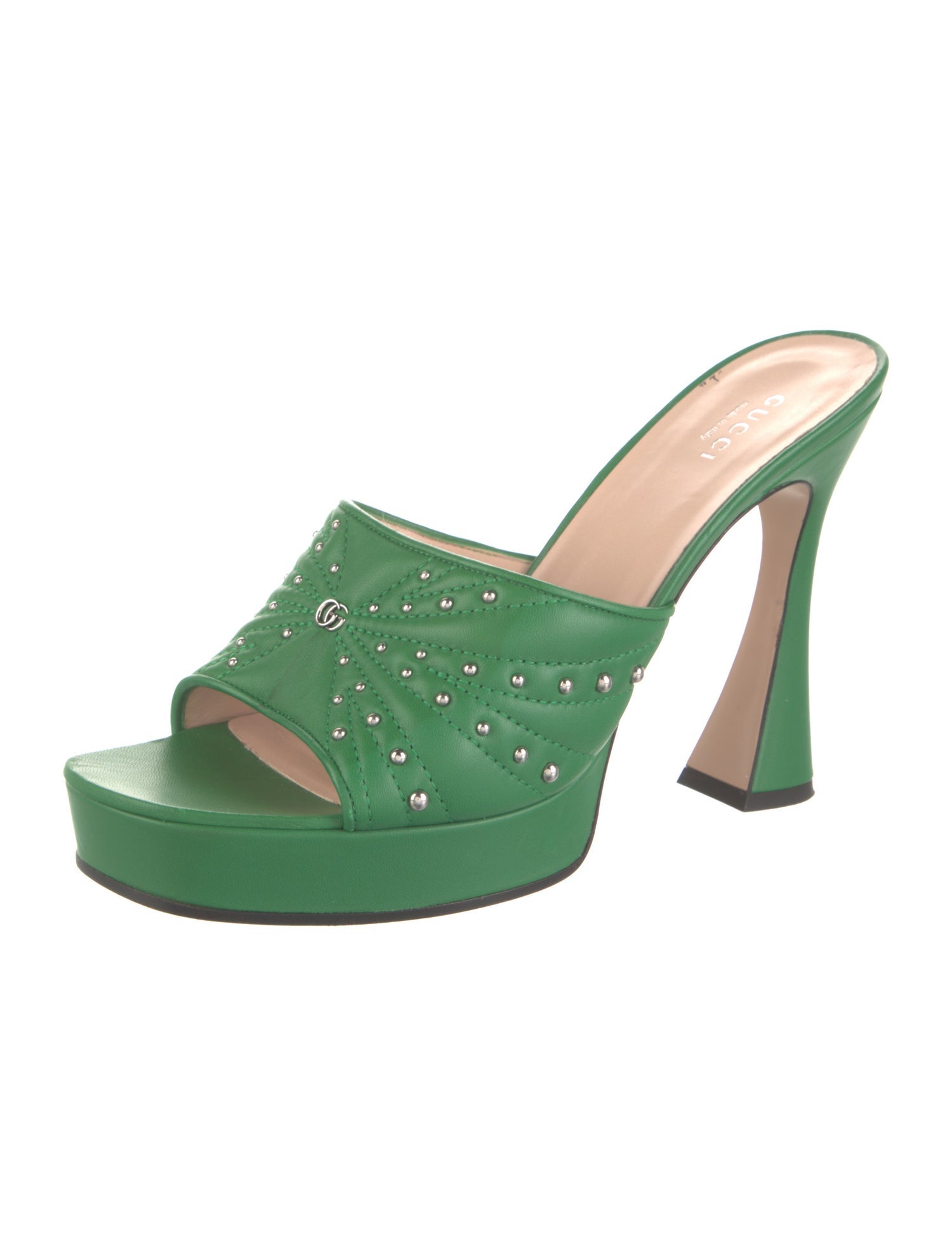 Gucci Double G Logo Leather Slides