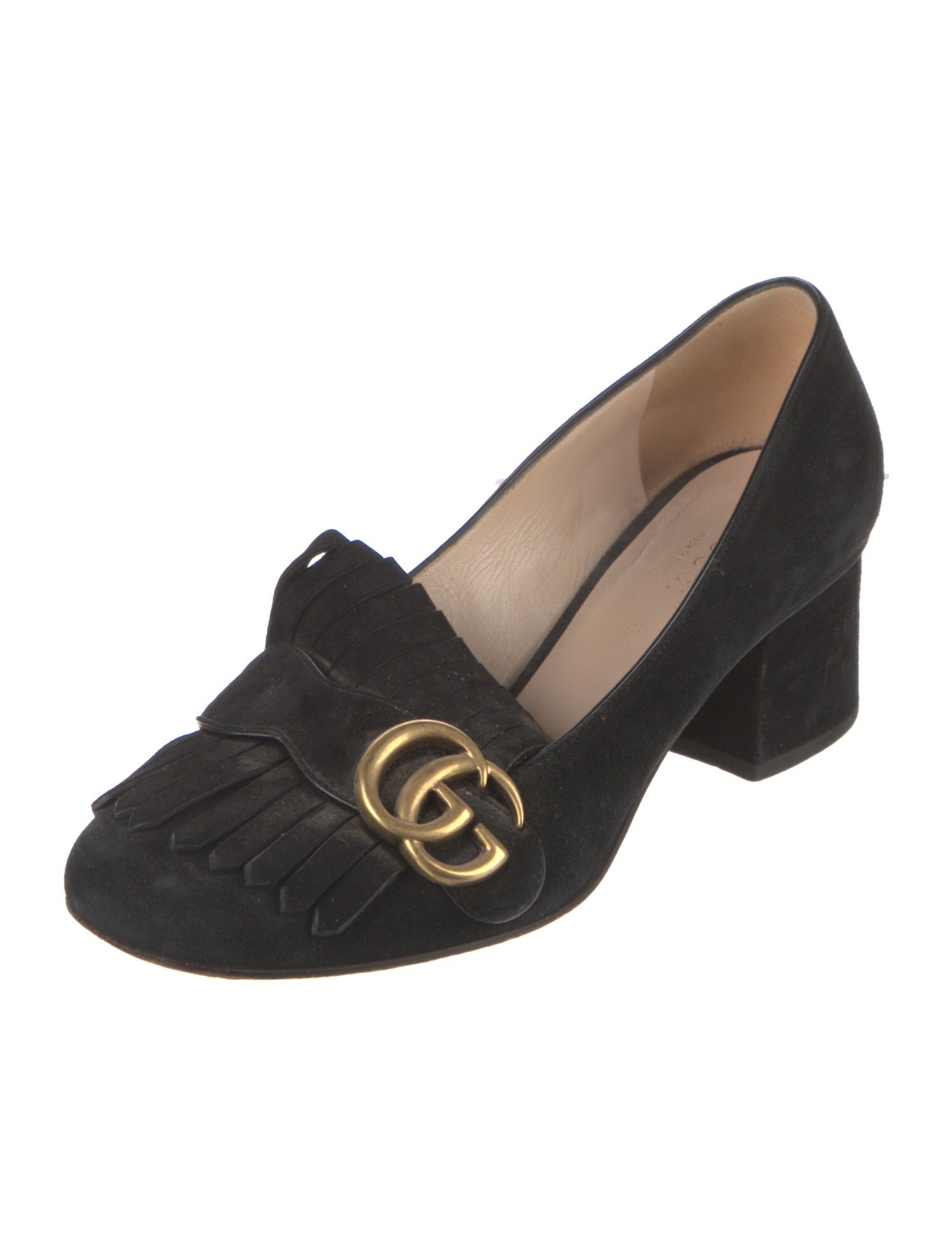 Gucci Double G Logo Suede Pumps