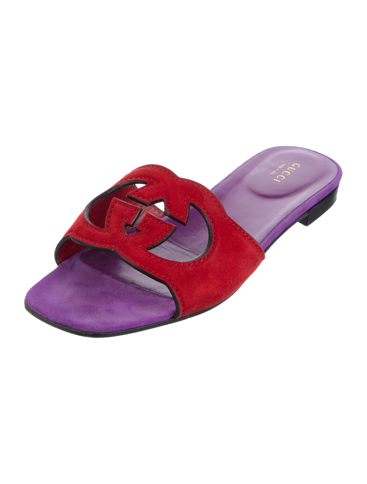 Gucci Interlocking G Logo Suede Slides