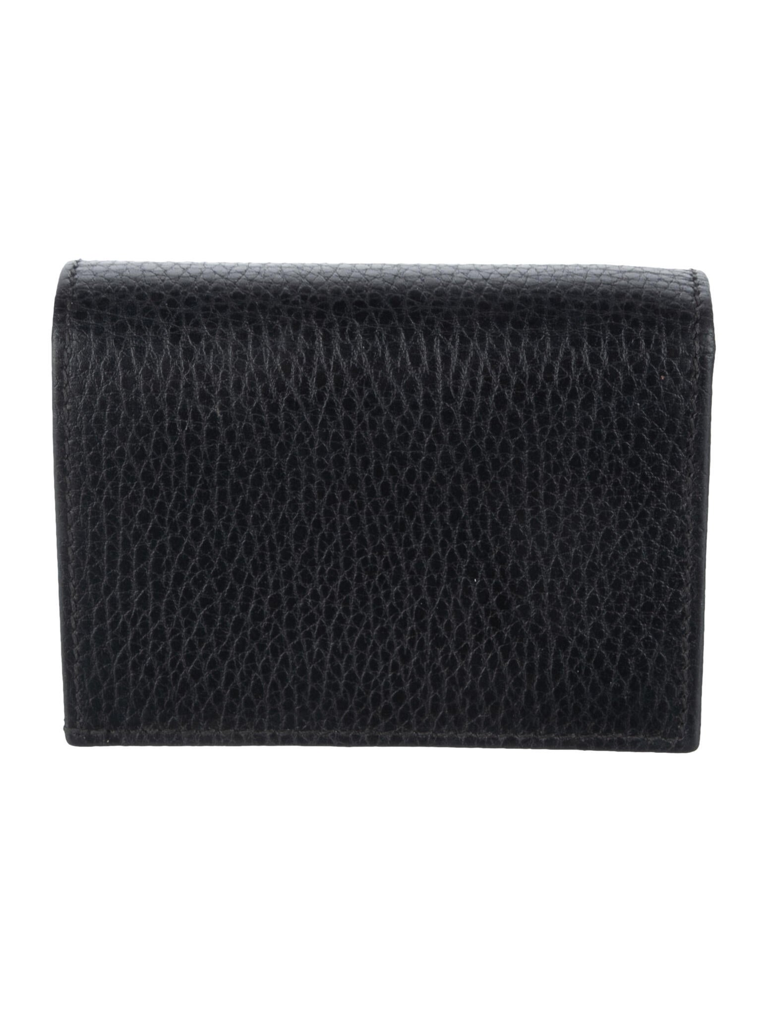 Gucci Double G Logo Leather Compact Wallet