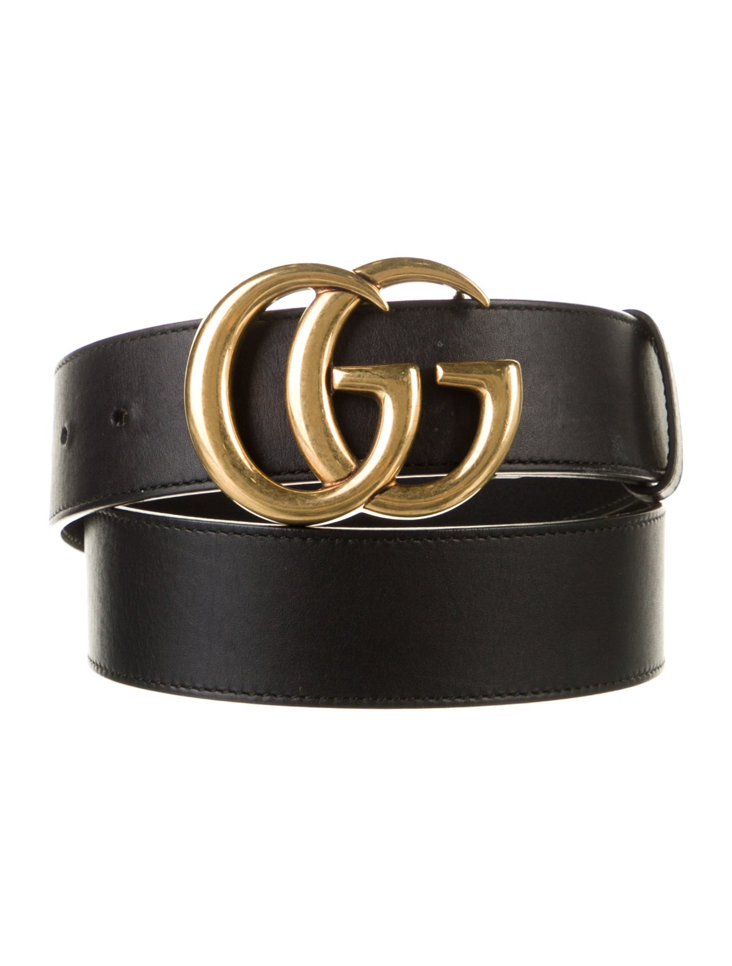 Gucci Double G Logo Leather Belt