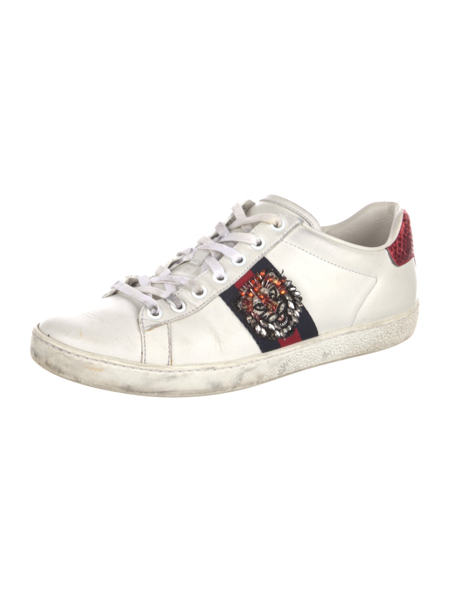 Gucci Web Accent Leather Sneakers