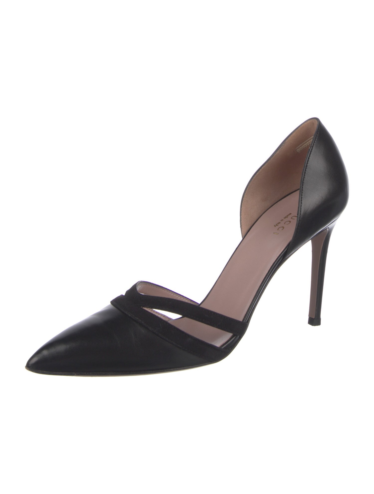 Gucci Leather Cutout Accent D'Orsay Pumps