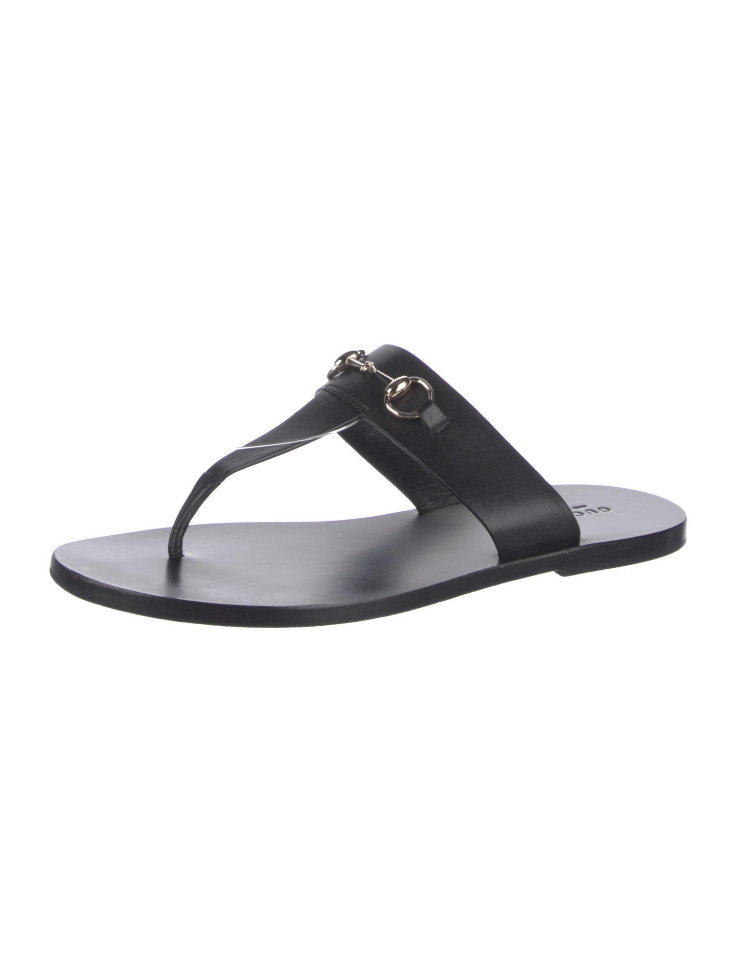 Gucci Double G Logo Leather Flip Flops