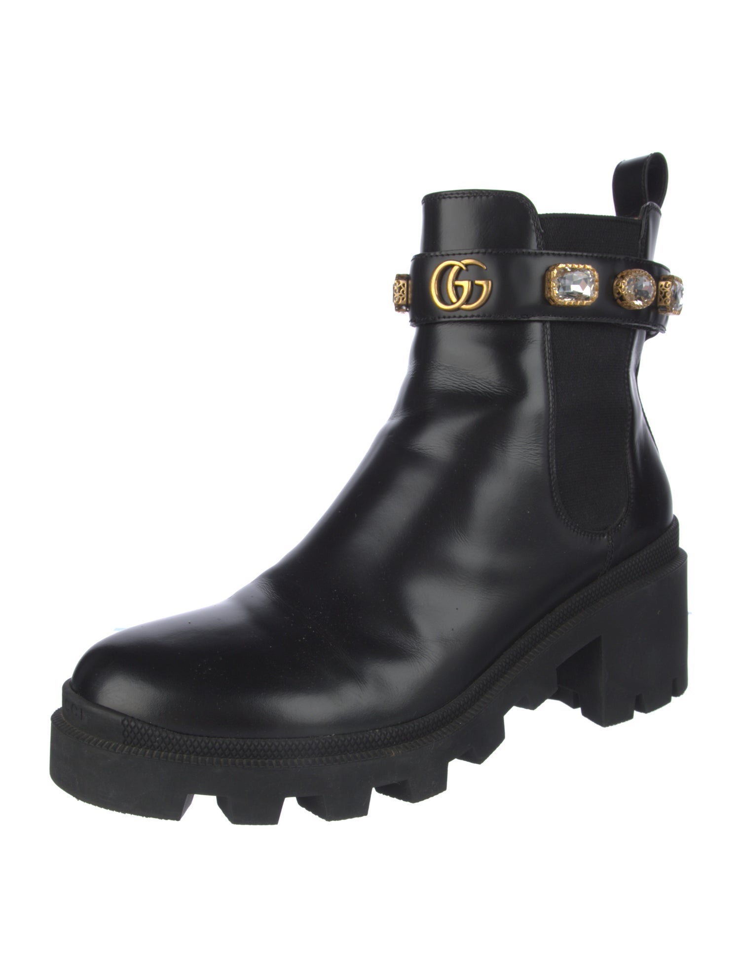 Gucci GG Crystal Leather Chelsea Boots