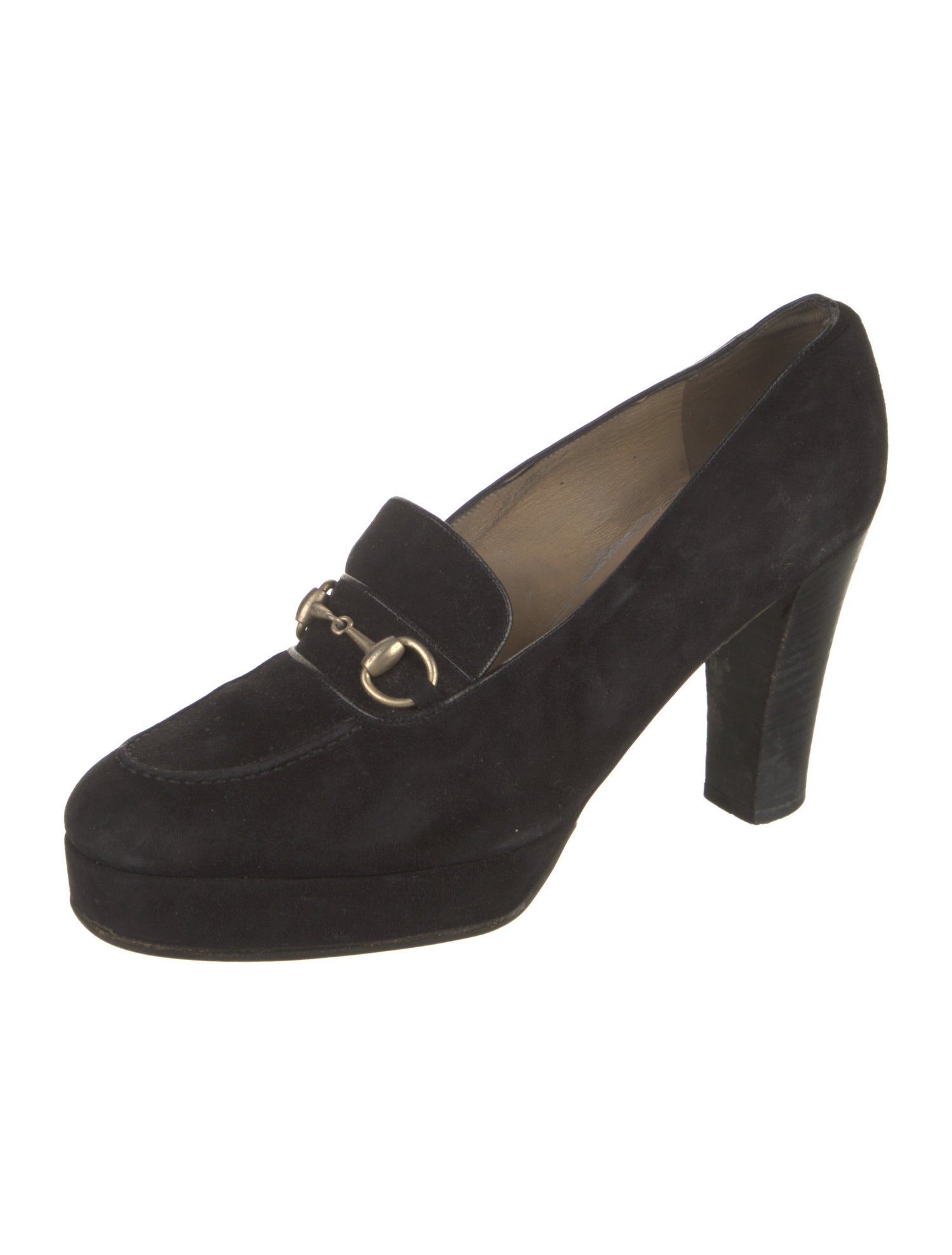 Gucci Horsebit Accent Suede Pumps