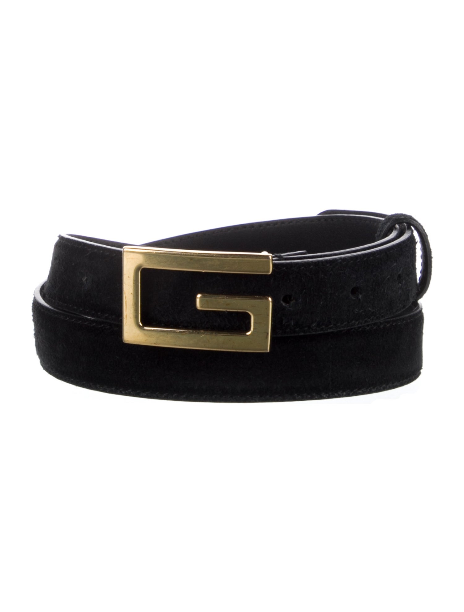 Gucci Gucci Square G Suede Belt Skinny Belt