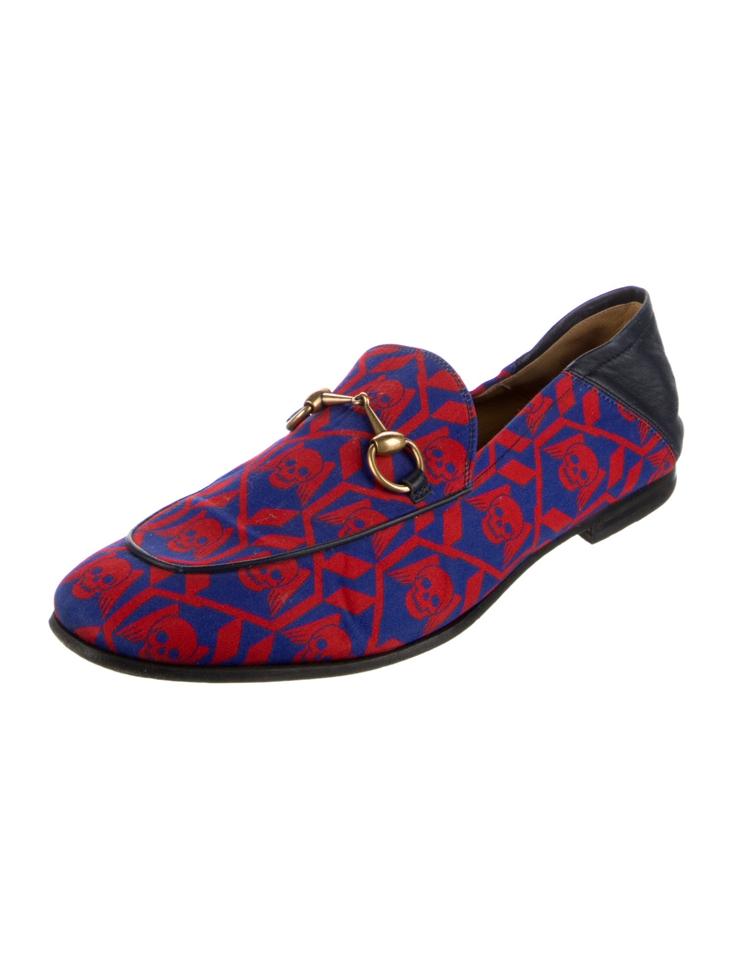 Gucci Printed Leather Trim Embellishment Loafers