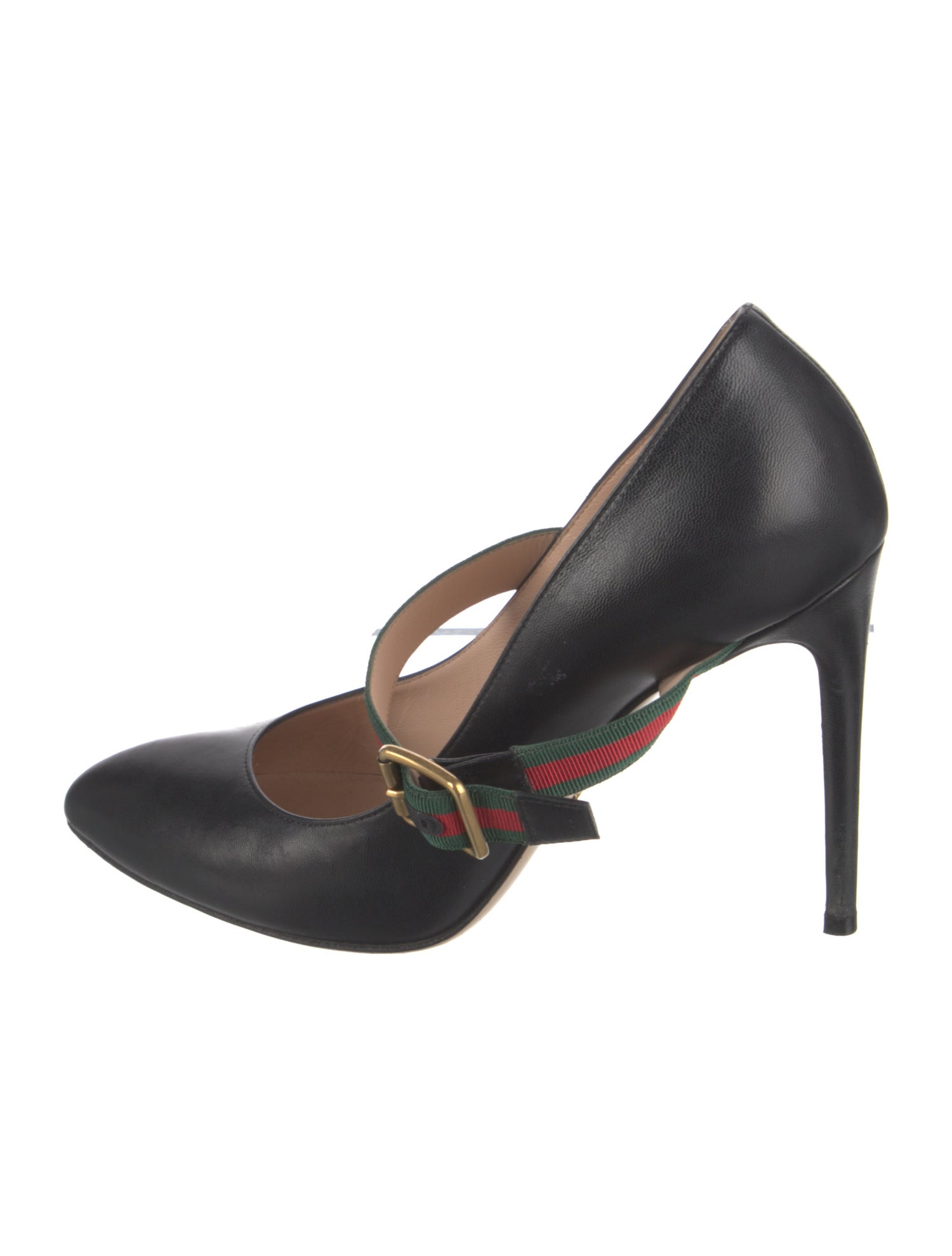 Gucci Web Accent Leather D'Orsay Pumps