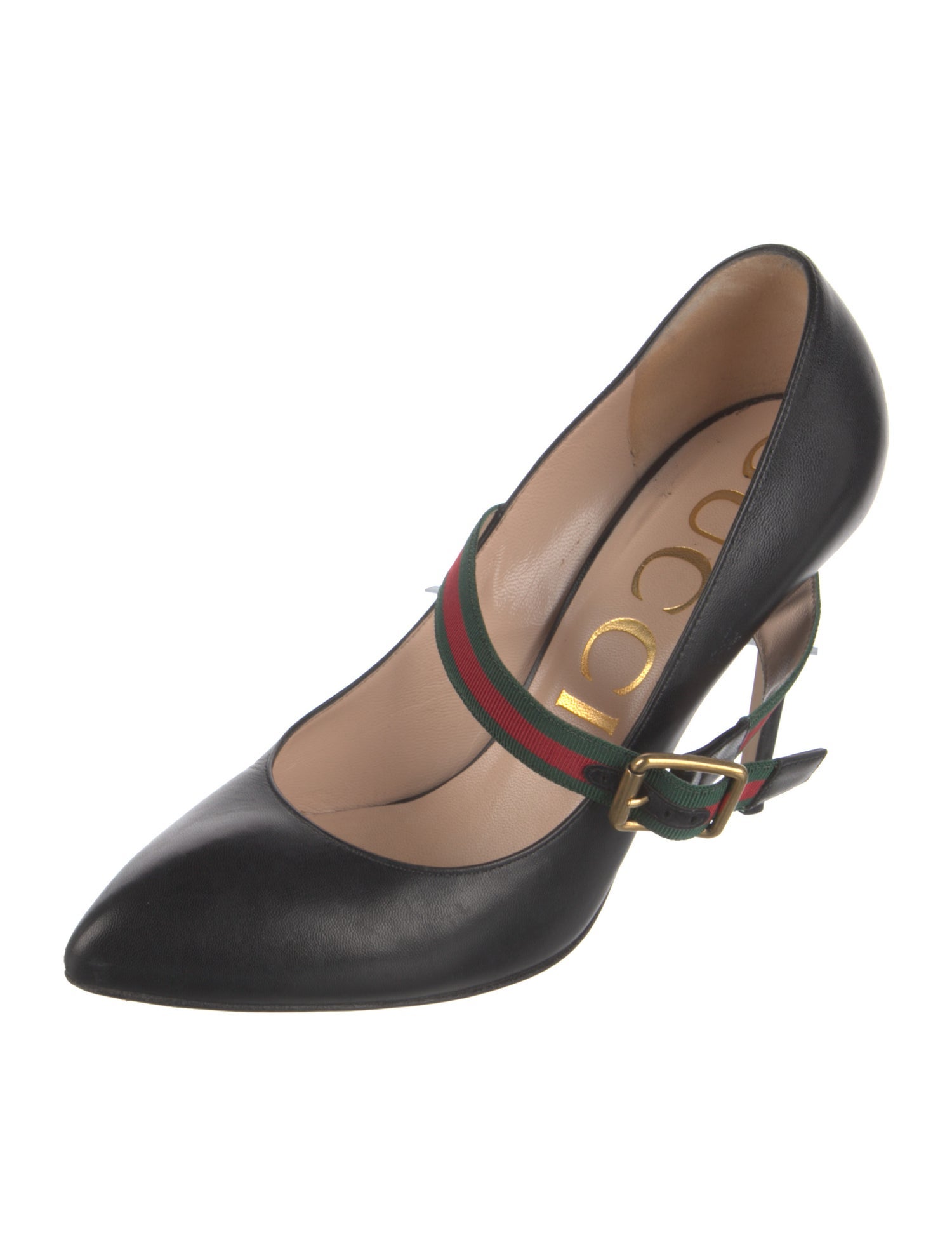 Gucci Web Accent Leather D'Orsay Pumps