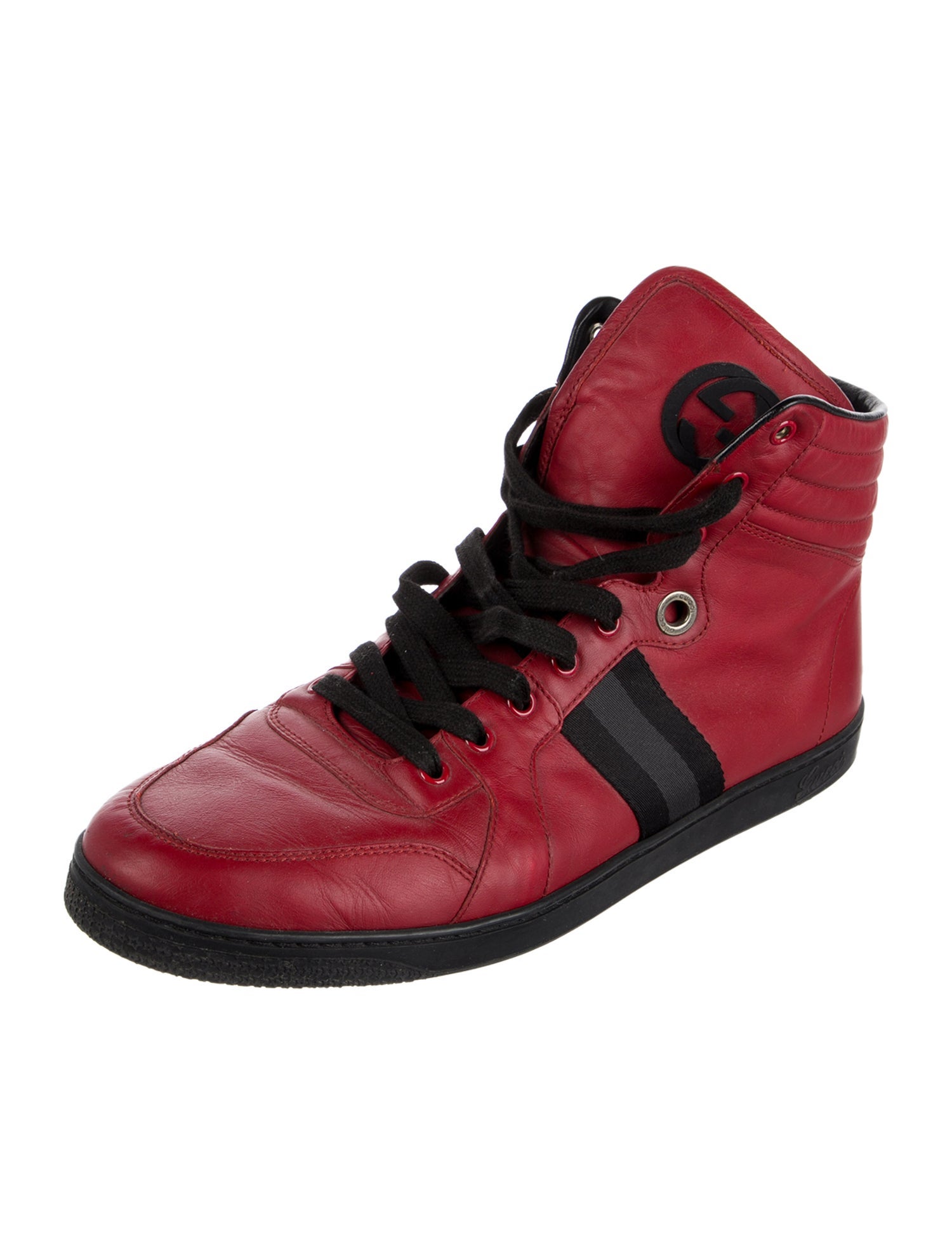 Gucci Web Accent Leather Sneakers
