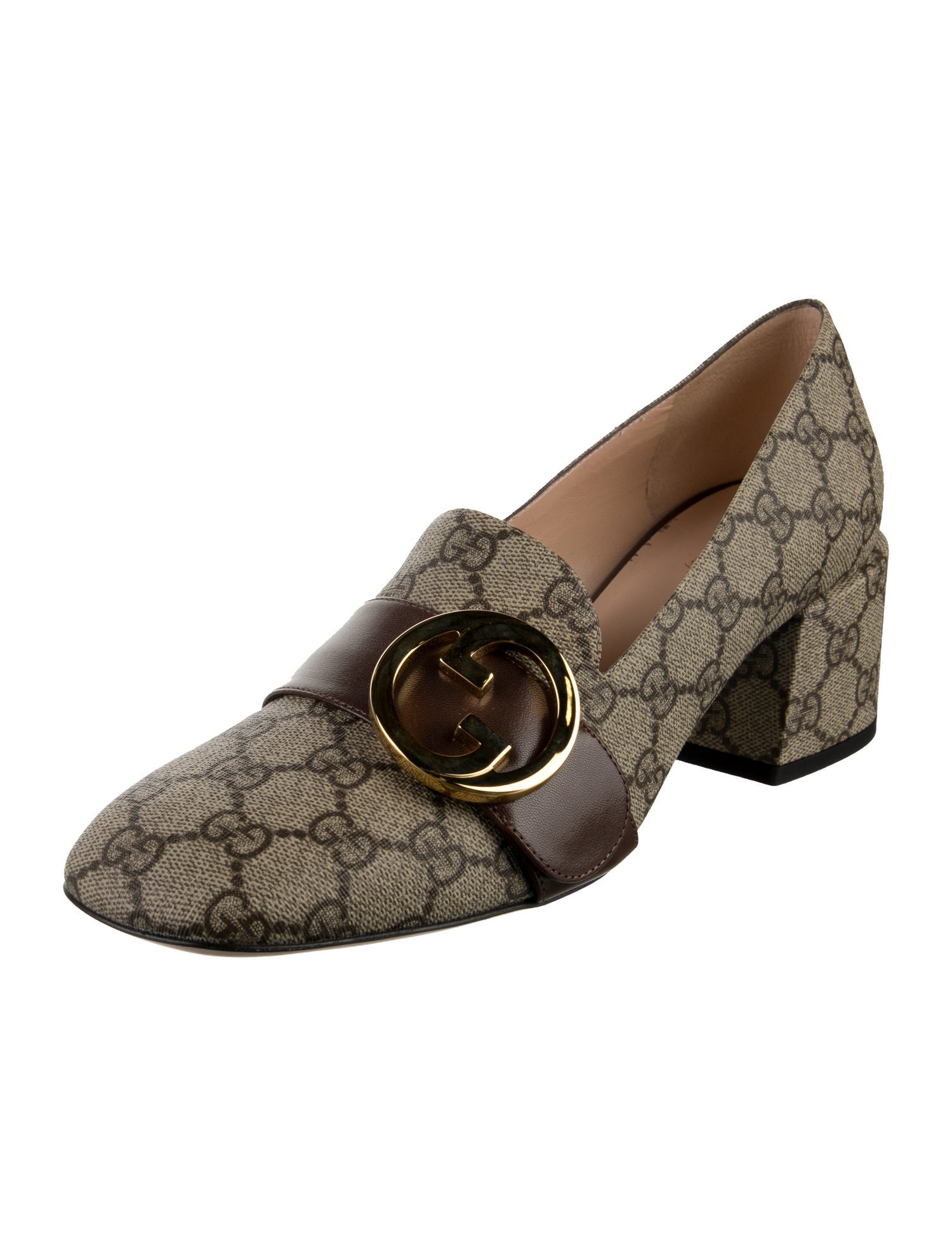 Gucci GG Supreme Leather Trim Embellishment Pumps w/ Tags