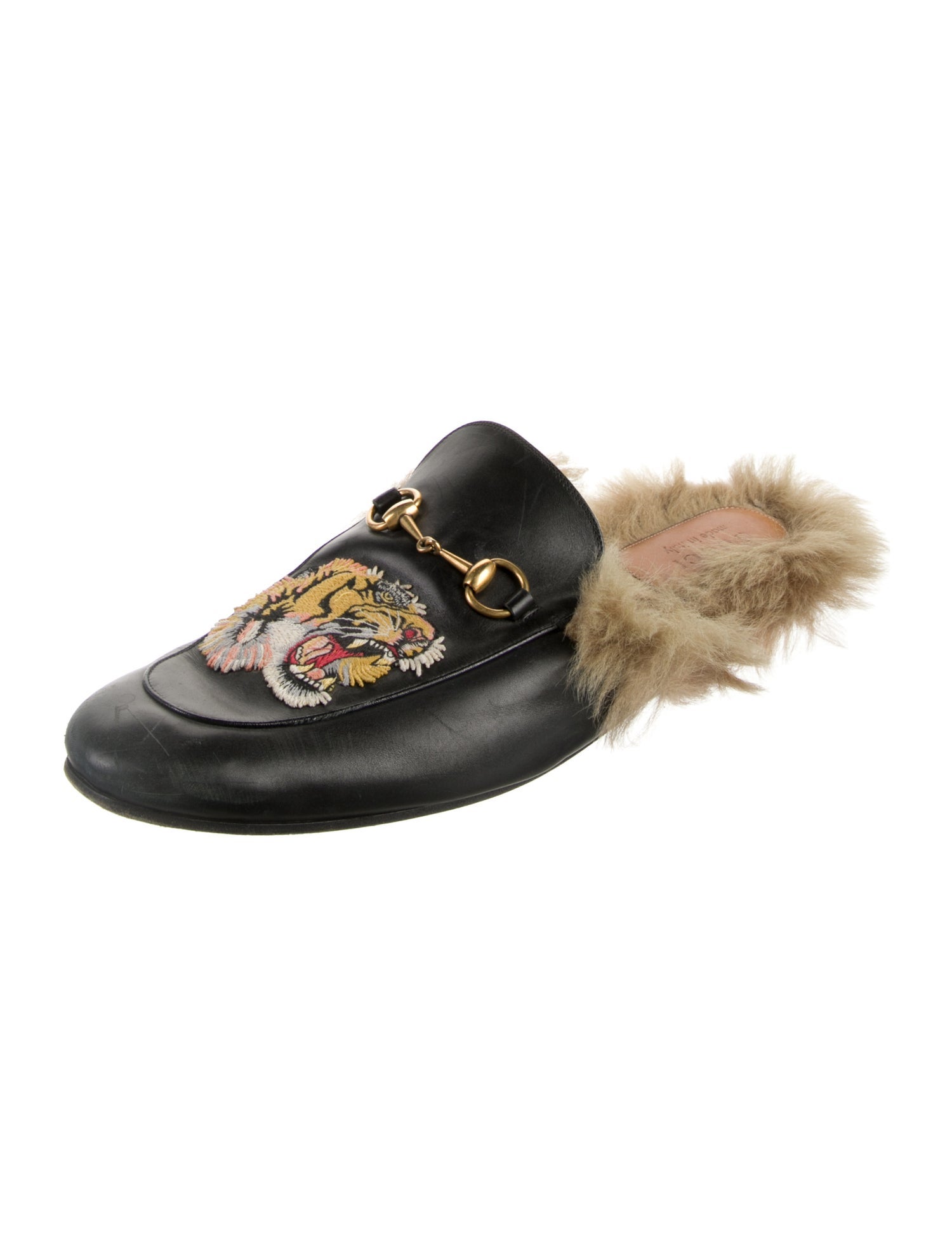 Gucci Horsebit Accent Leather Slippers