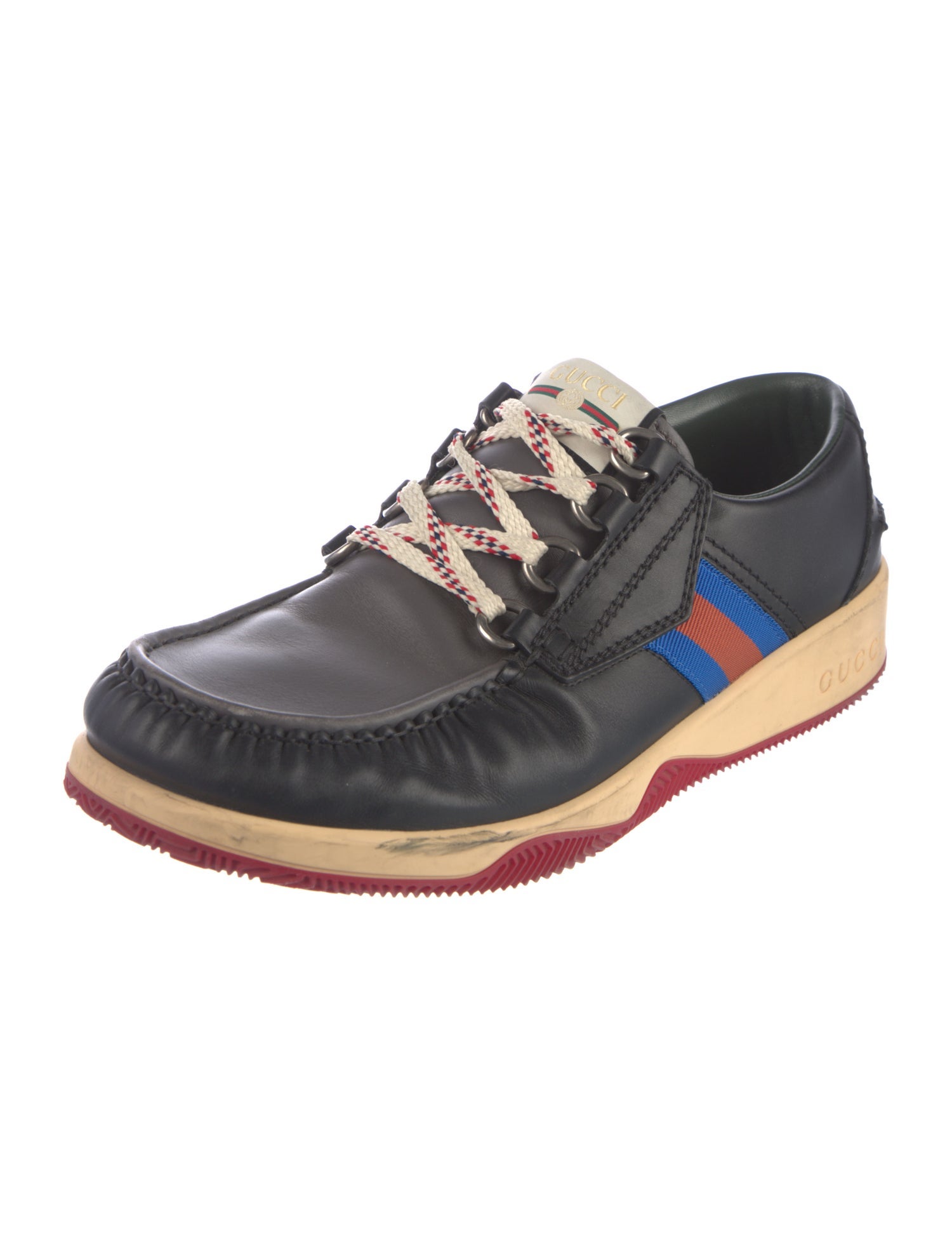 Gucci Web Accent Leather Sneakers