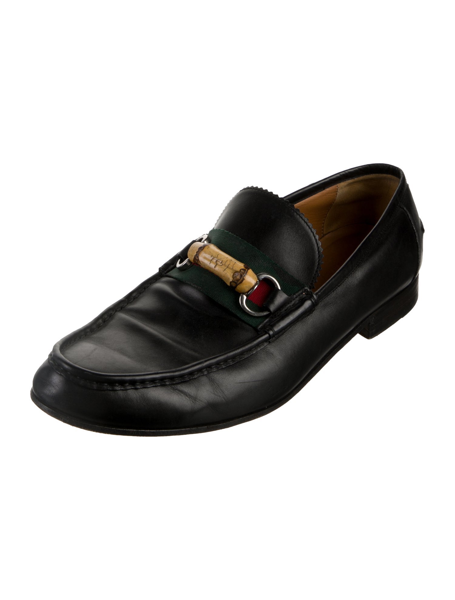 Gucci Web Accent Leather Dress Loafers