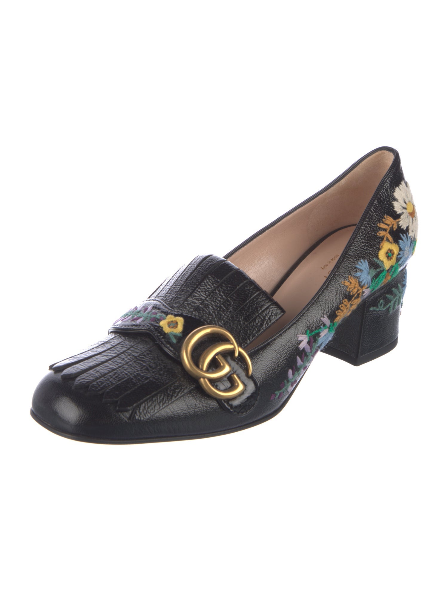 Gucci Double G Logo Leather Pumps