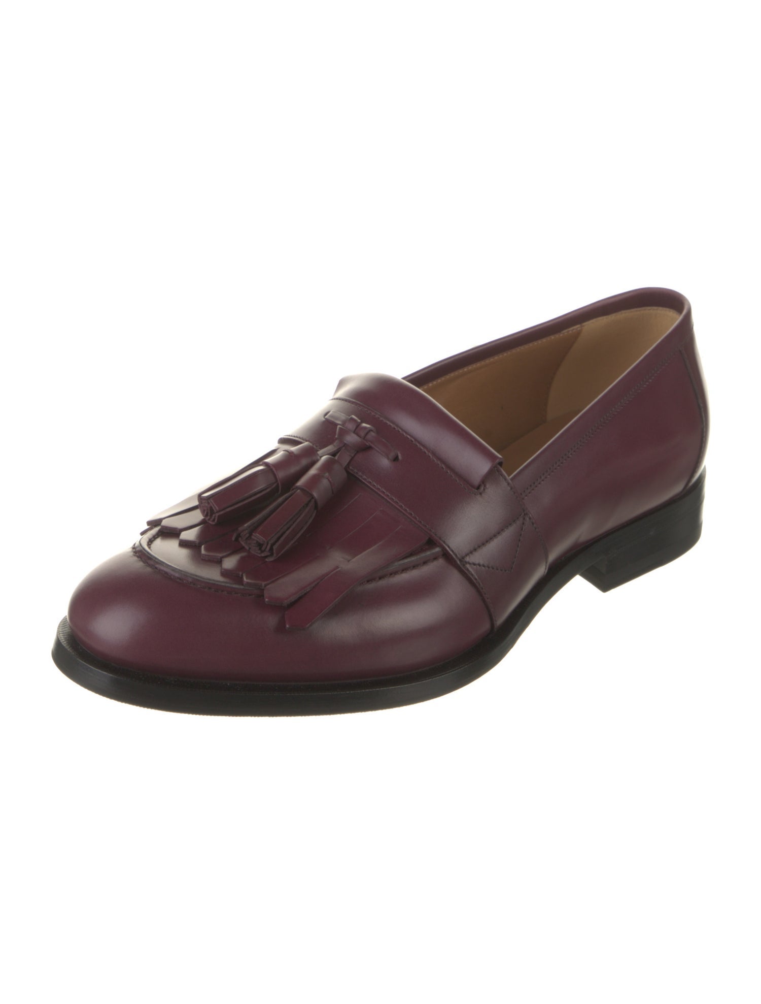 Gucci Leather Tassel Accents Dress Loafers
