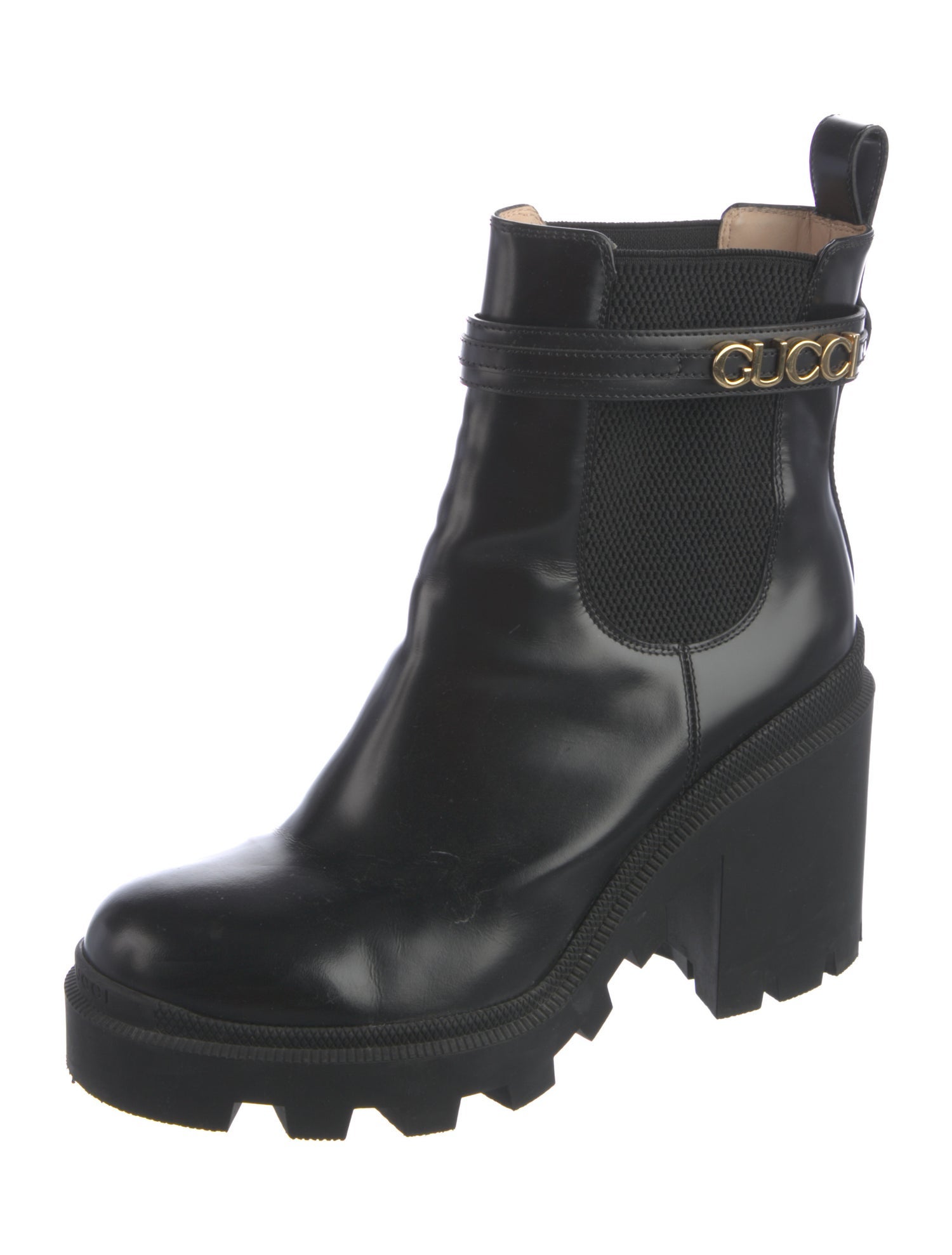 Gucci Double G Logo Leather Rain Boots