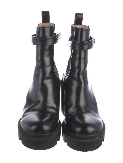 Gucci Double G Logo Leather Rain Boots