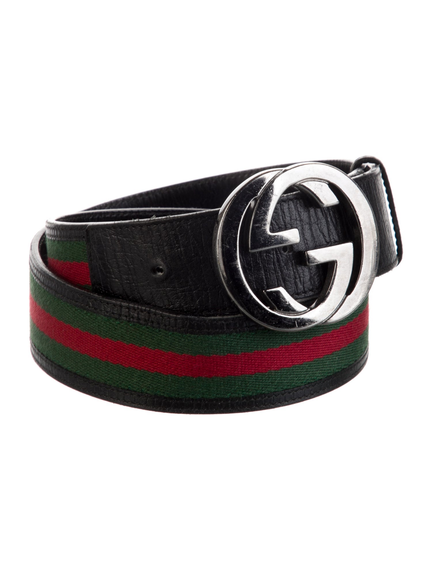 Gucci Web Accent Leather Belt