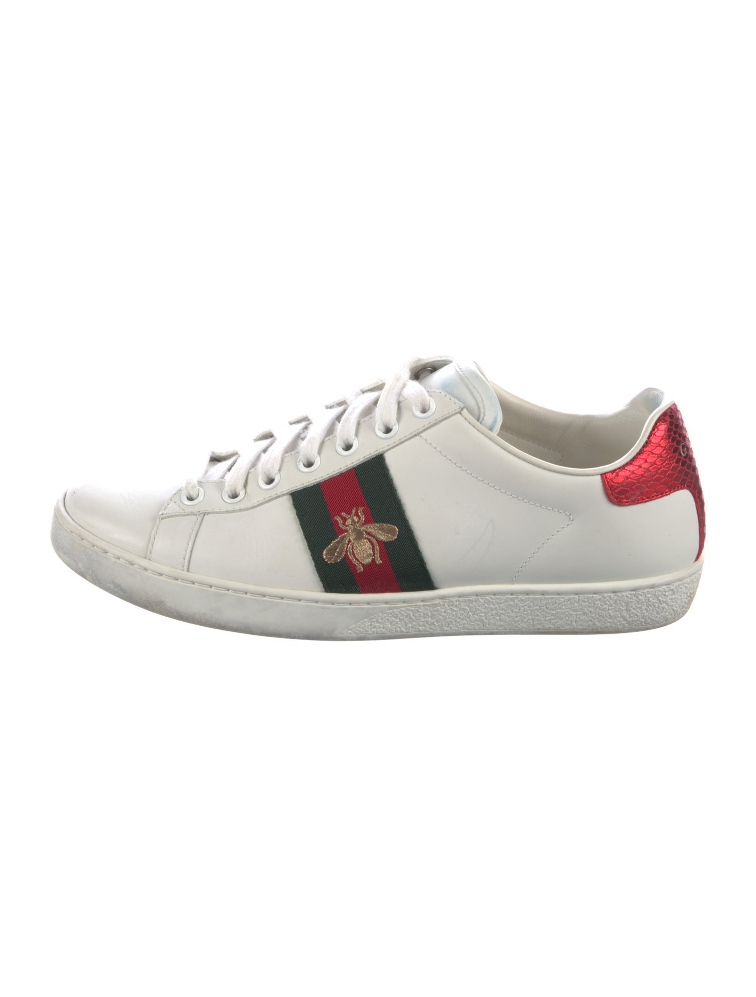 Gucci Web Accent Leather Sneakers