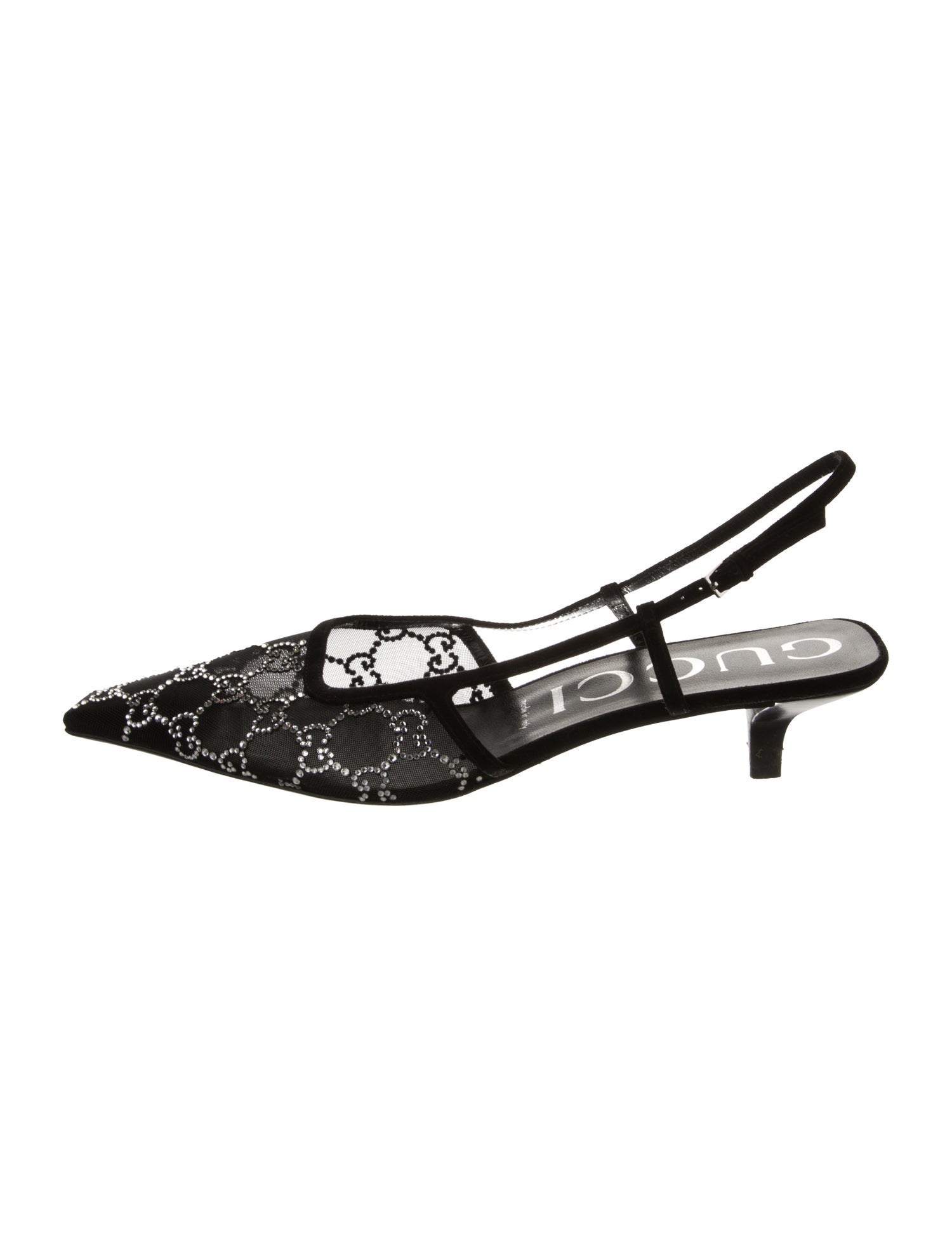Gucci GG Logo Mesh Slingback Pumps