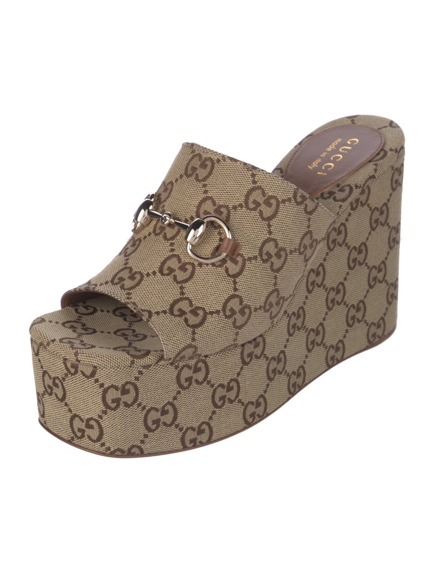 Gucci Canvas Printed Slides w/ Tags