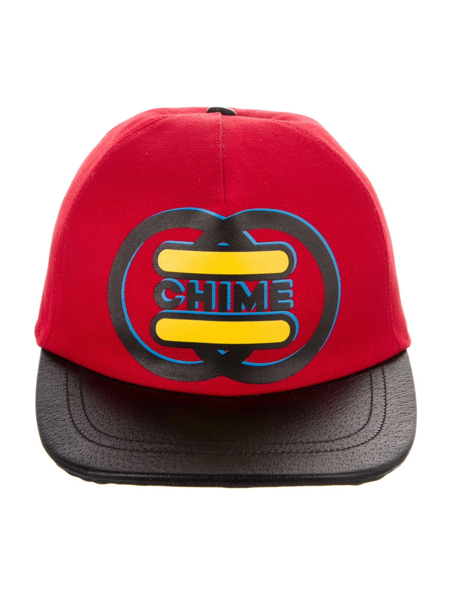 Gucci Men's Red Pattern Printed Leather Trim Baseball Cap w/Tags