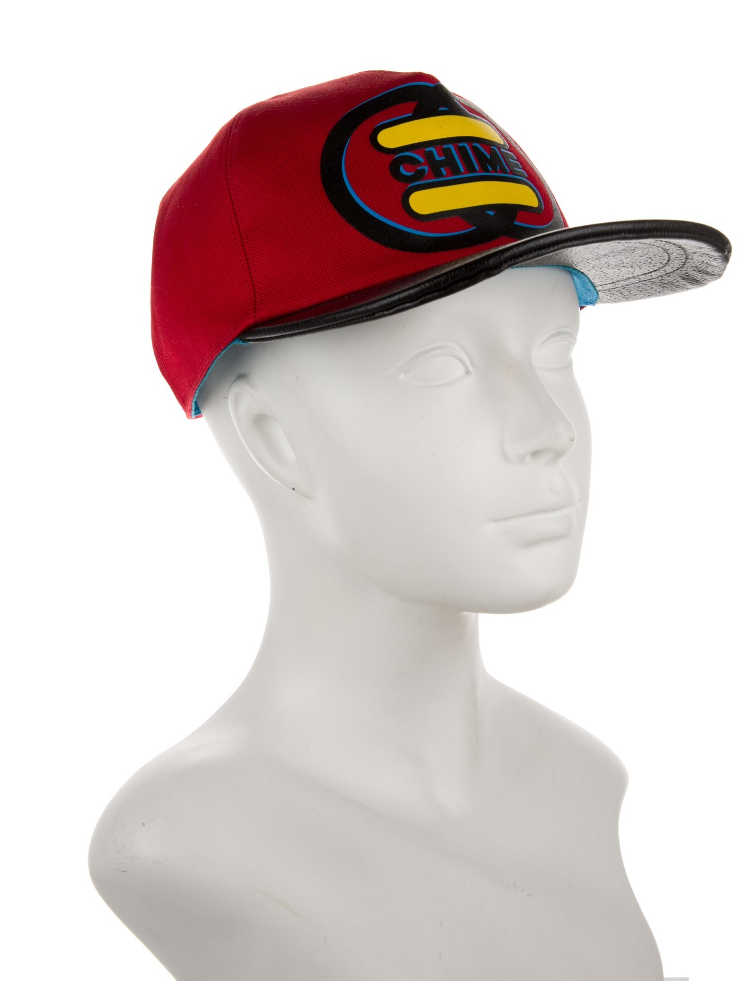 Gucci Men's Red Pattern Printed Leather Trim Baseball Cap w/Tags