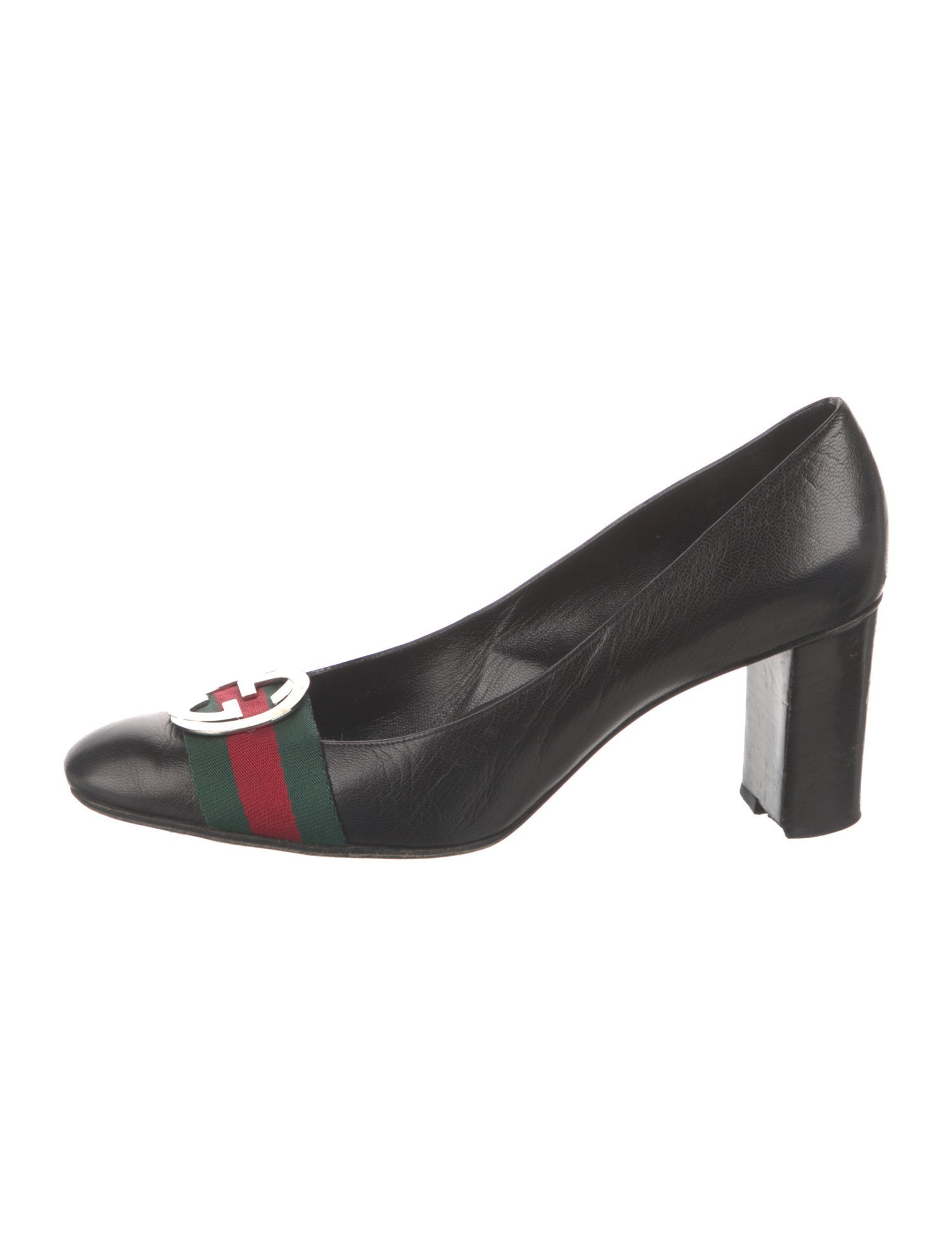 Gucci Web Accent Leather Pumps